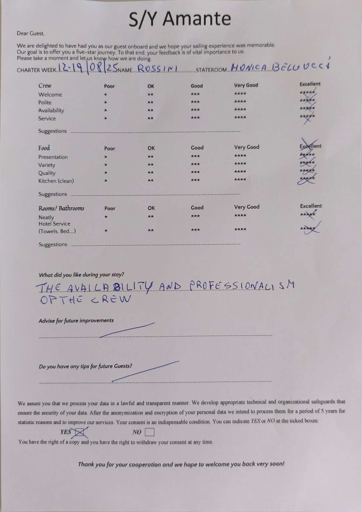 AMANTE guest review