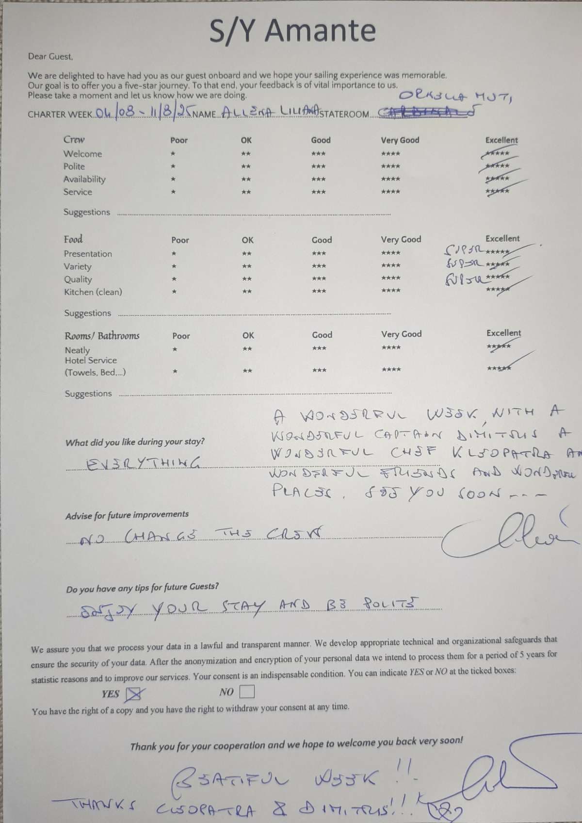 AMANTE guest review