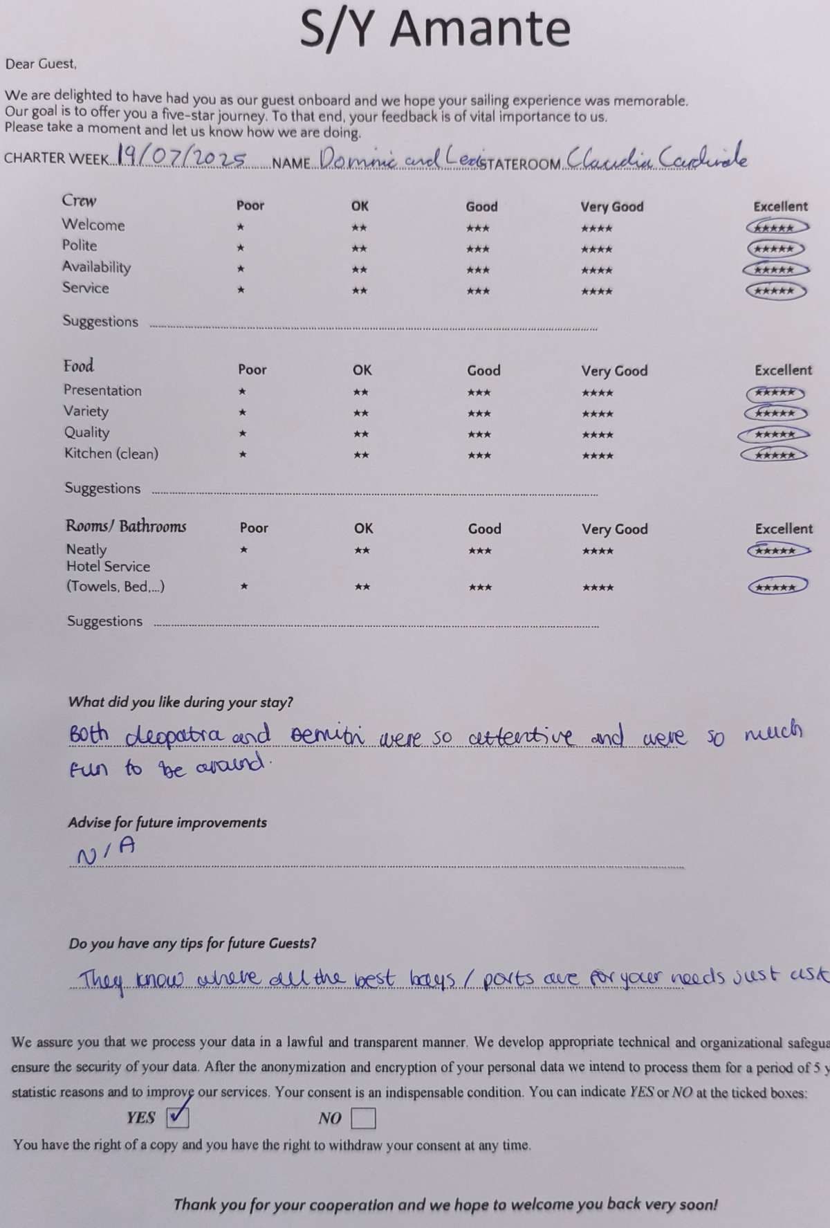 AMANTE guest review