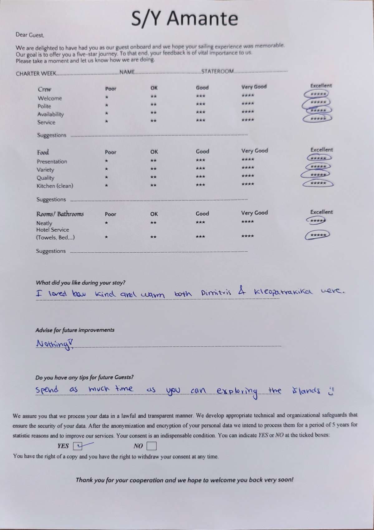 AMANTE guest review