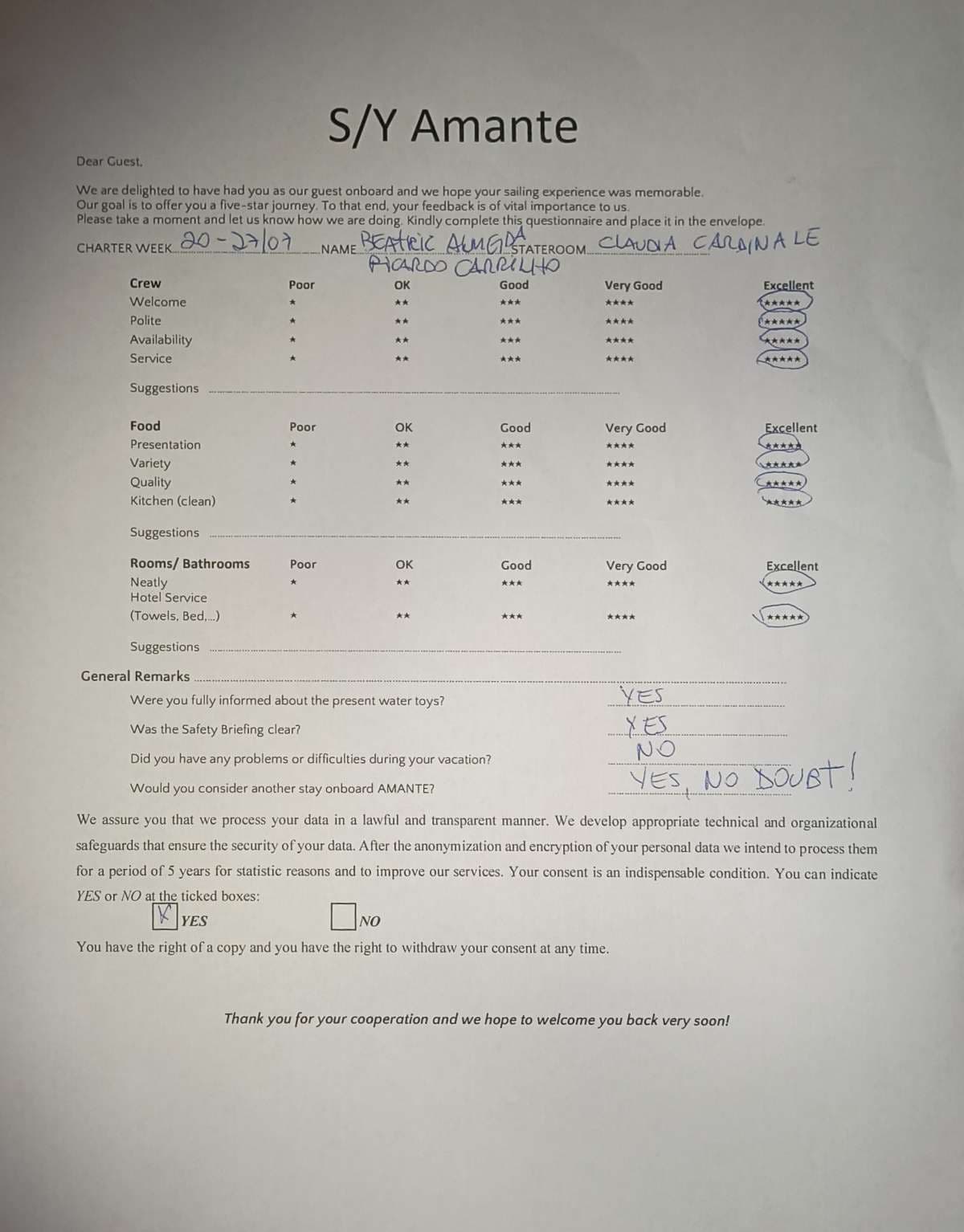 AMANTE guest review