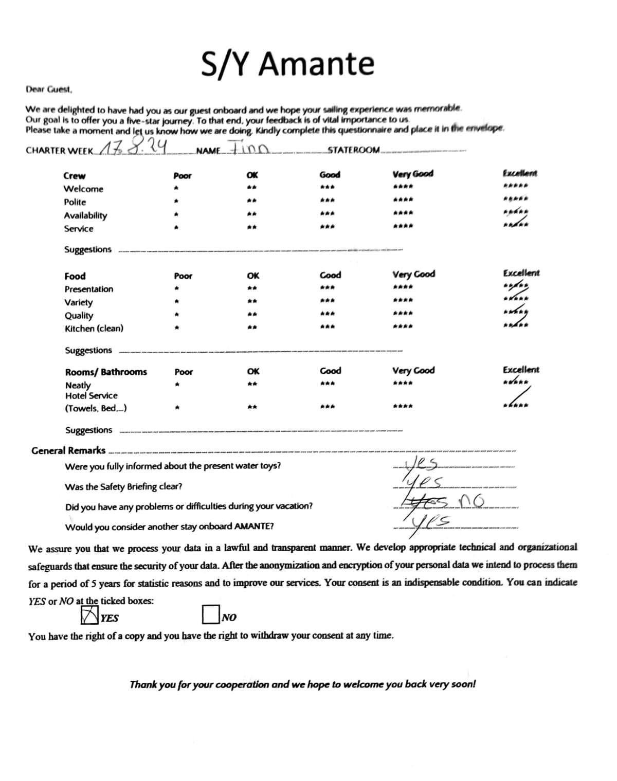 AMANTE guest review