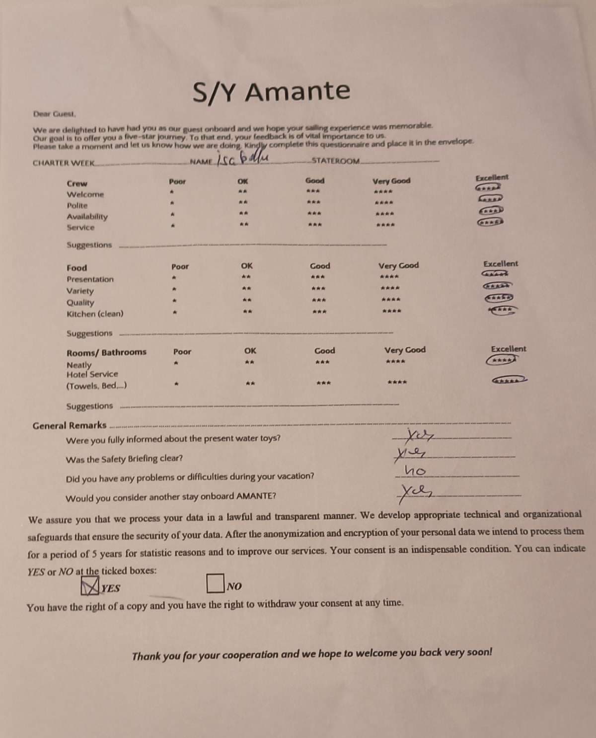 AMANTE guest review