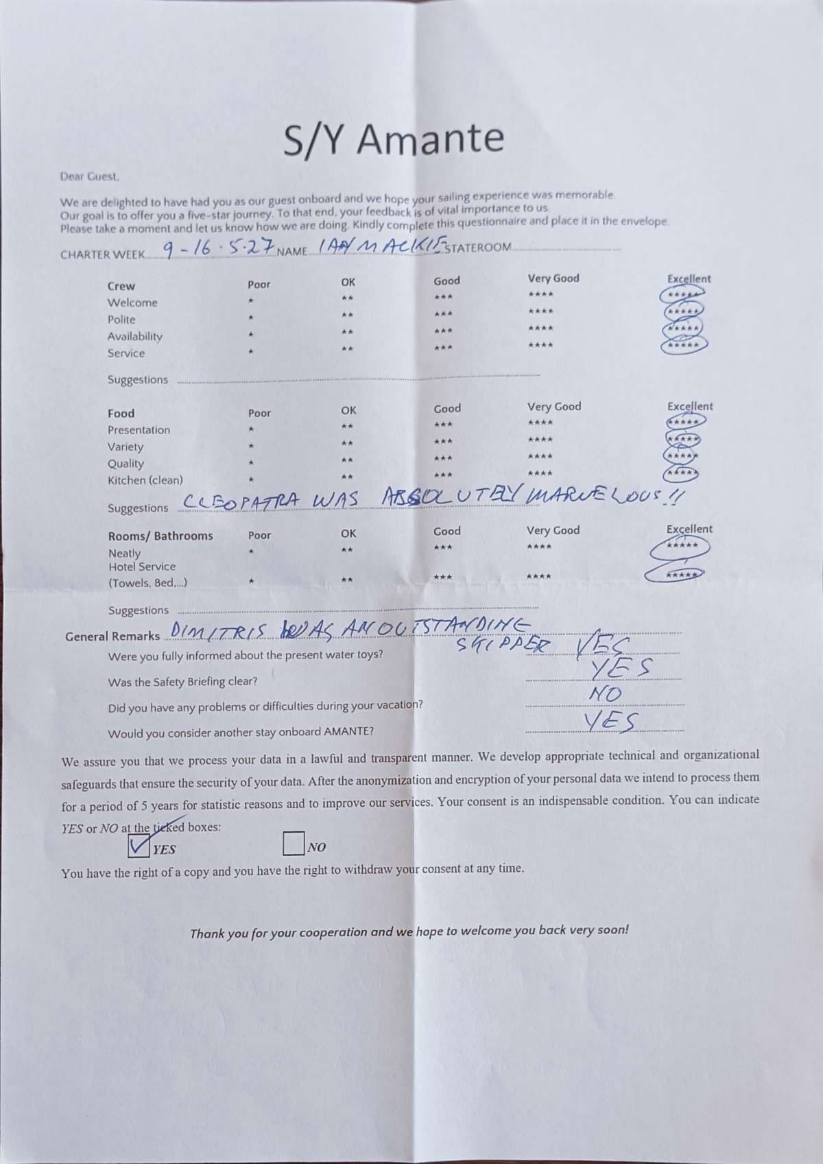 AMANTE guest review