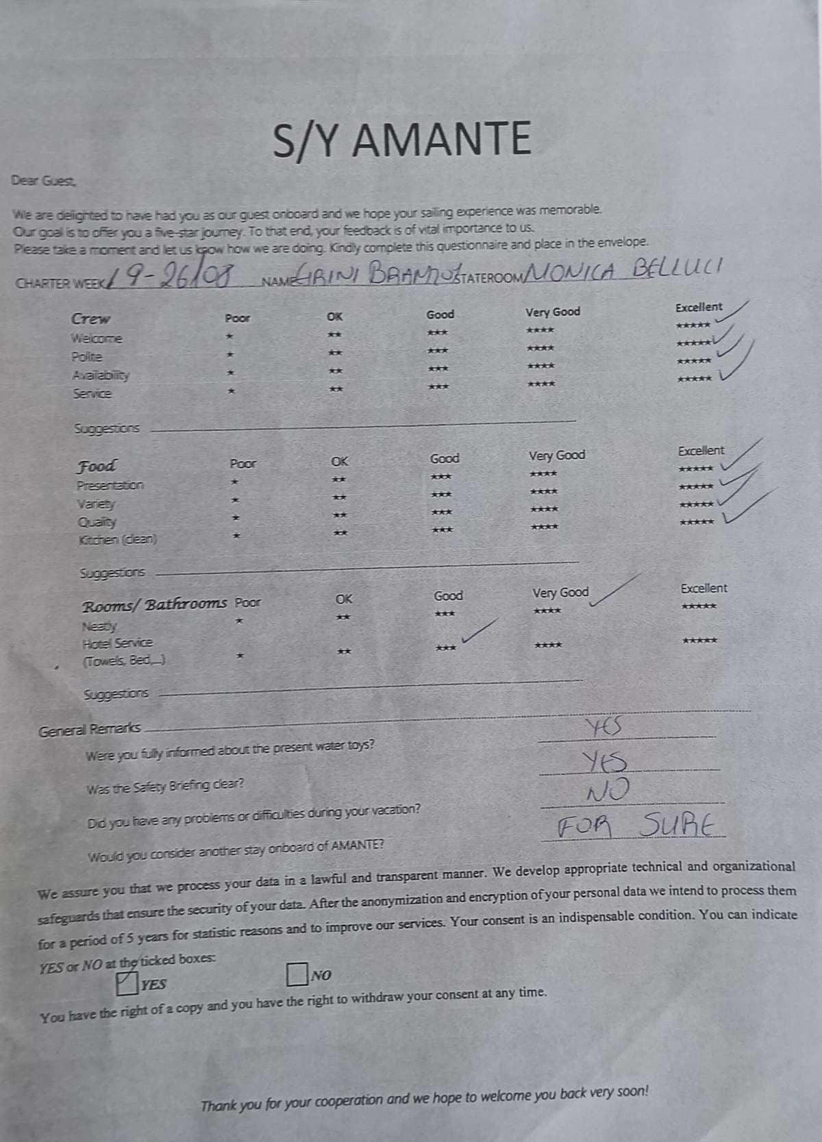 AMANTE guest review