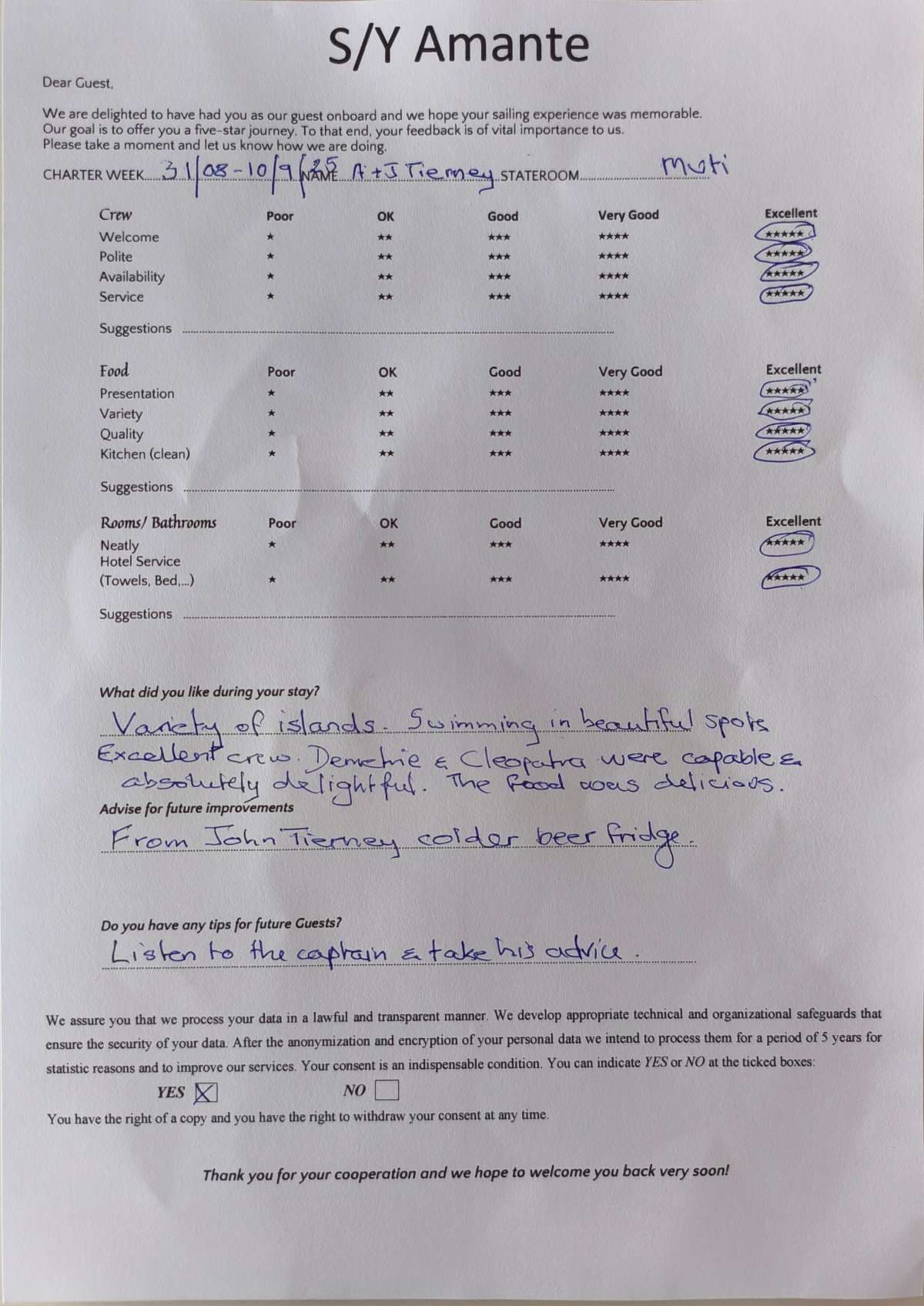 AMANTE guest review