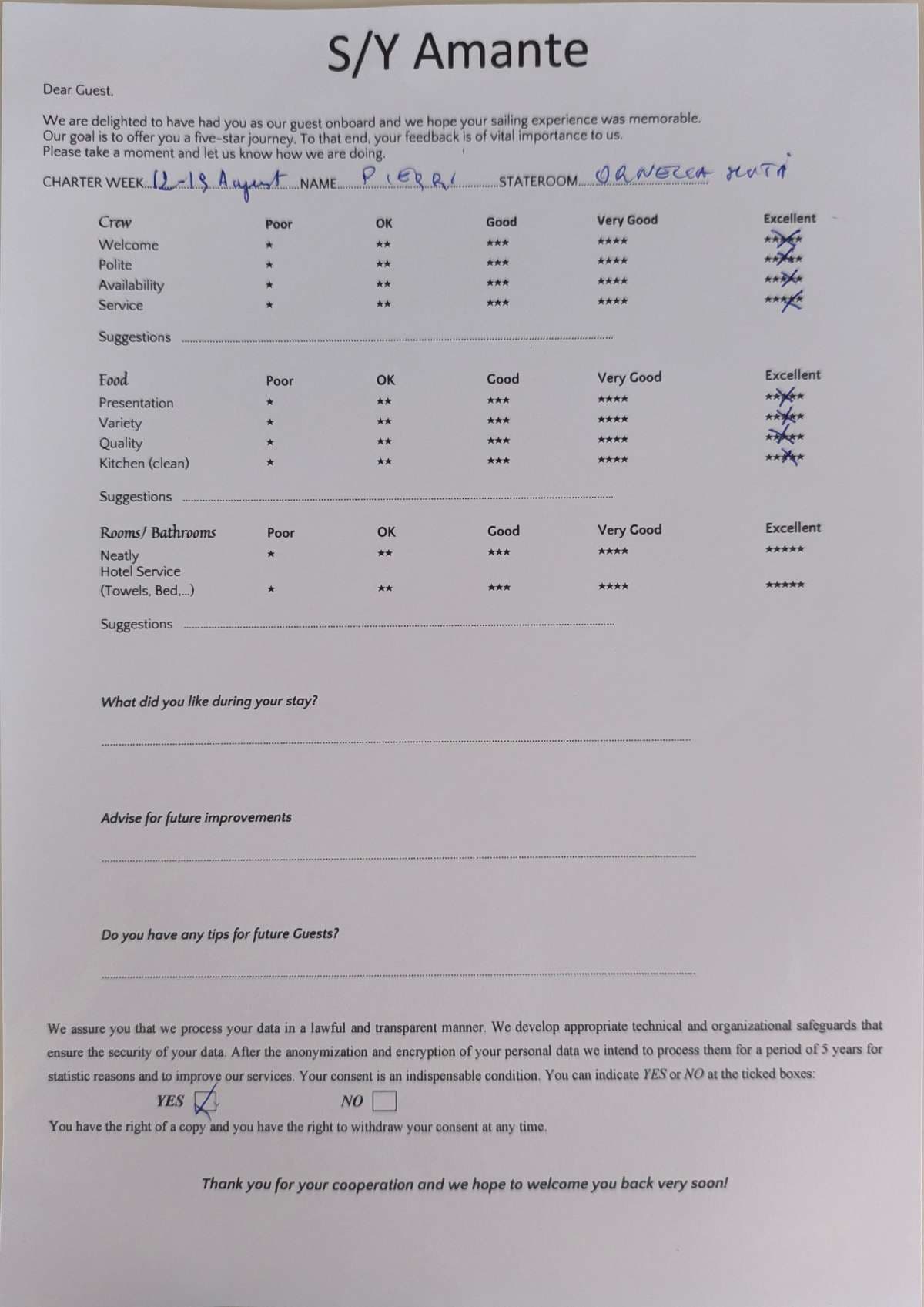 AMANTE guest review