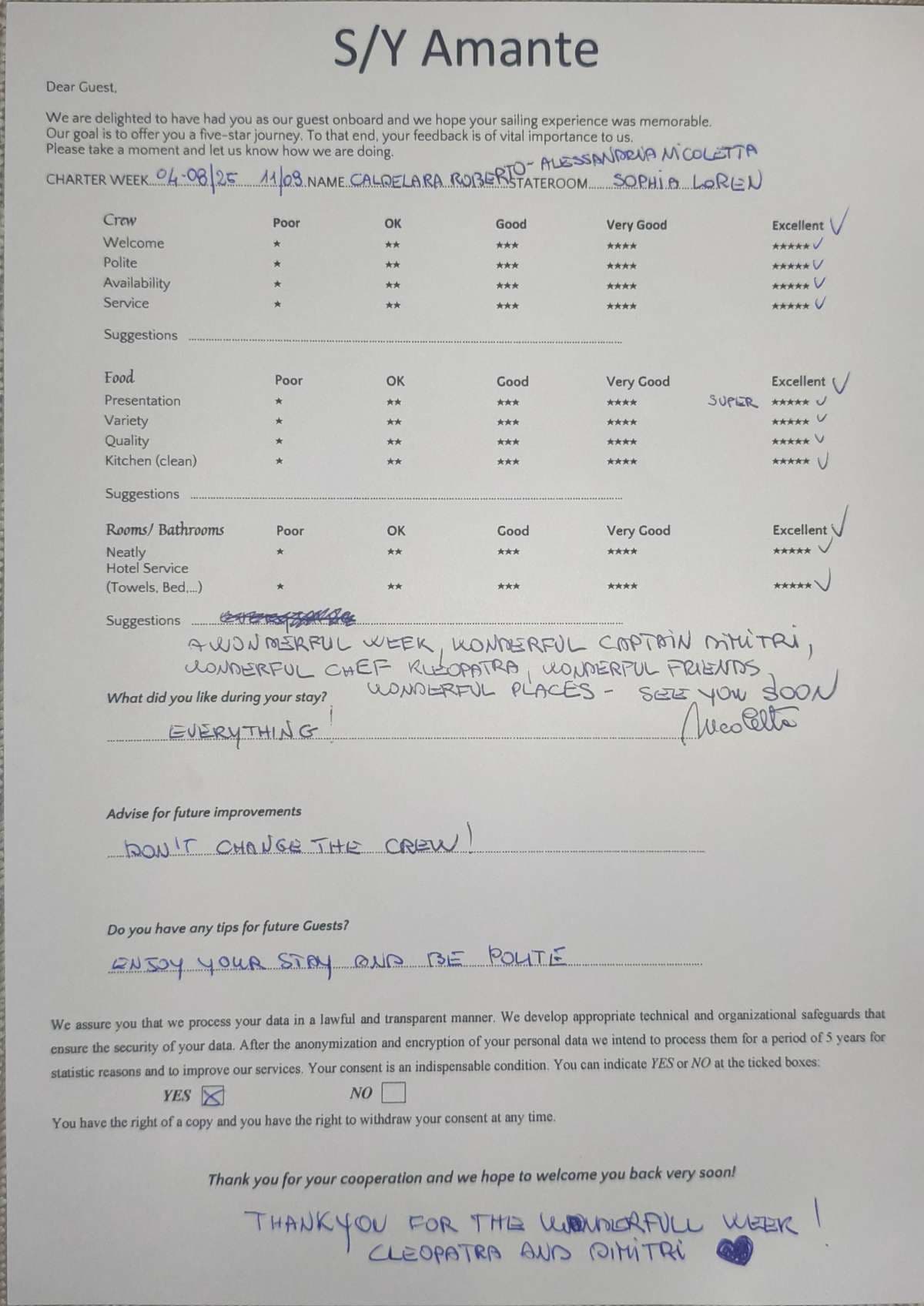 AMANTE guest review