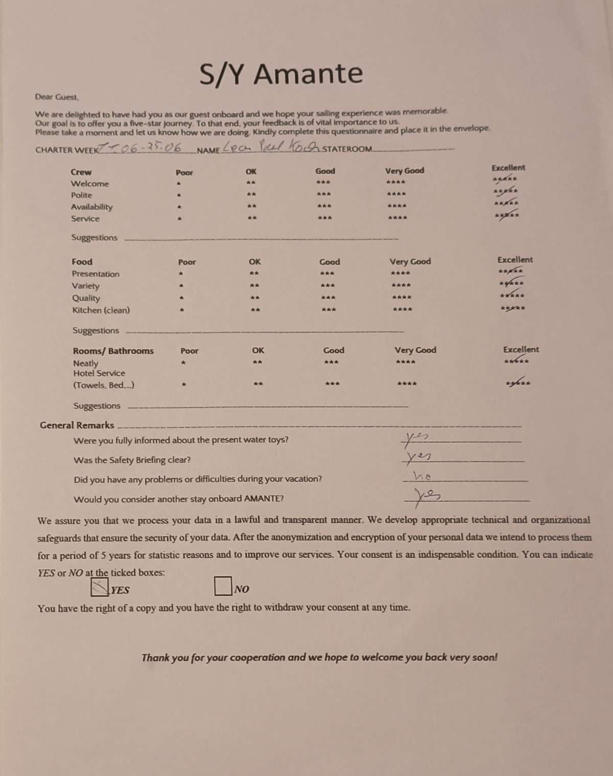 AMANTE guest review