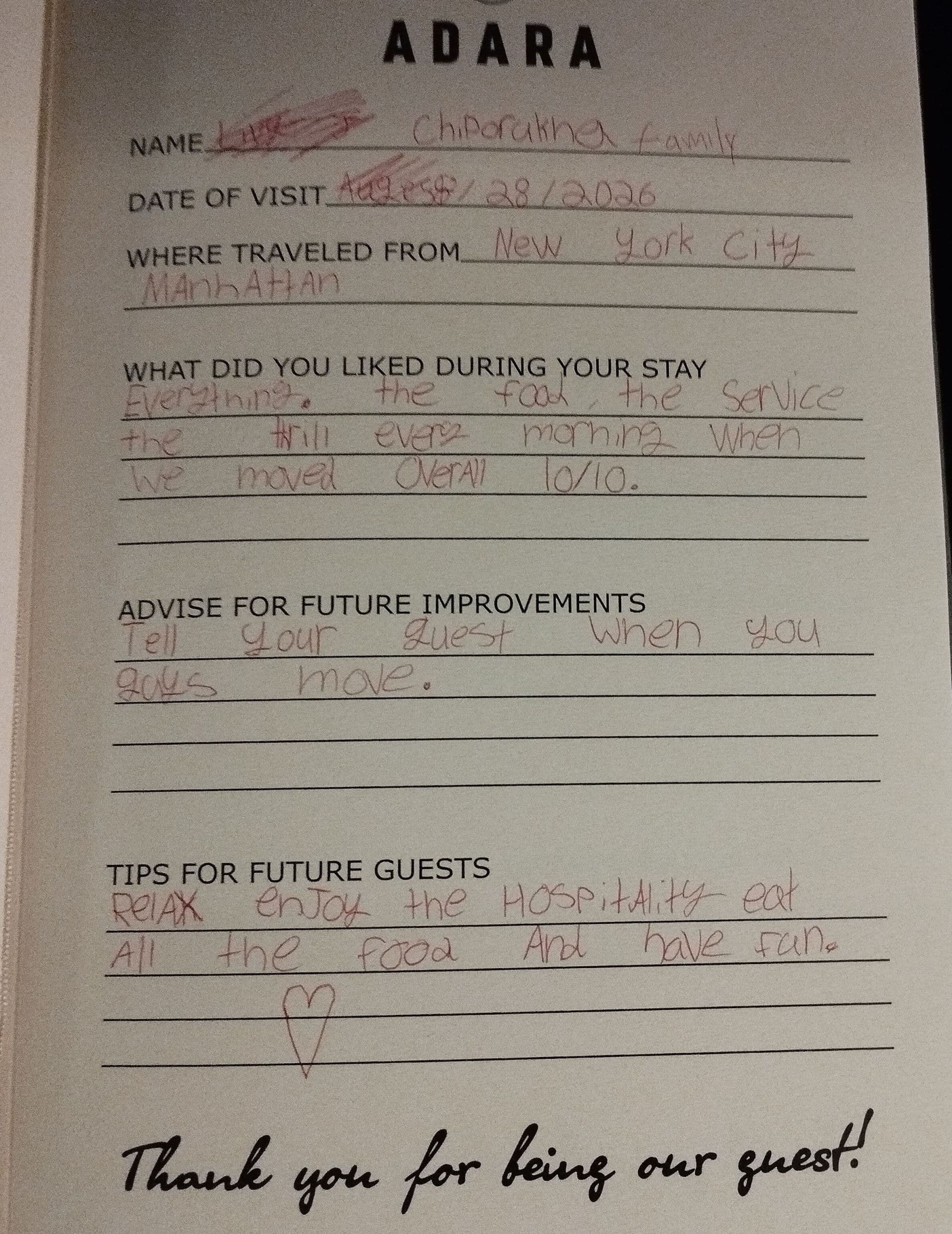 ADARA guest review