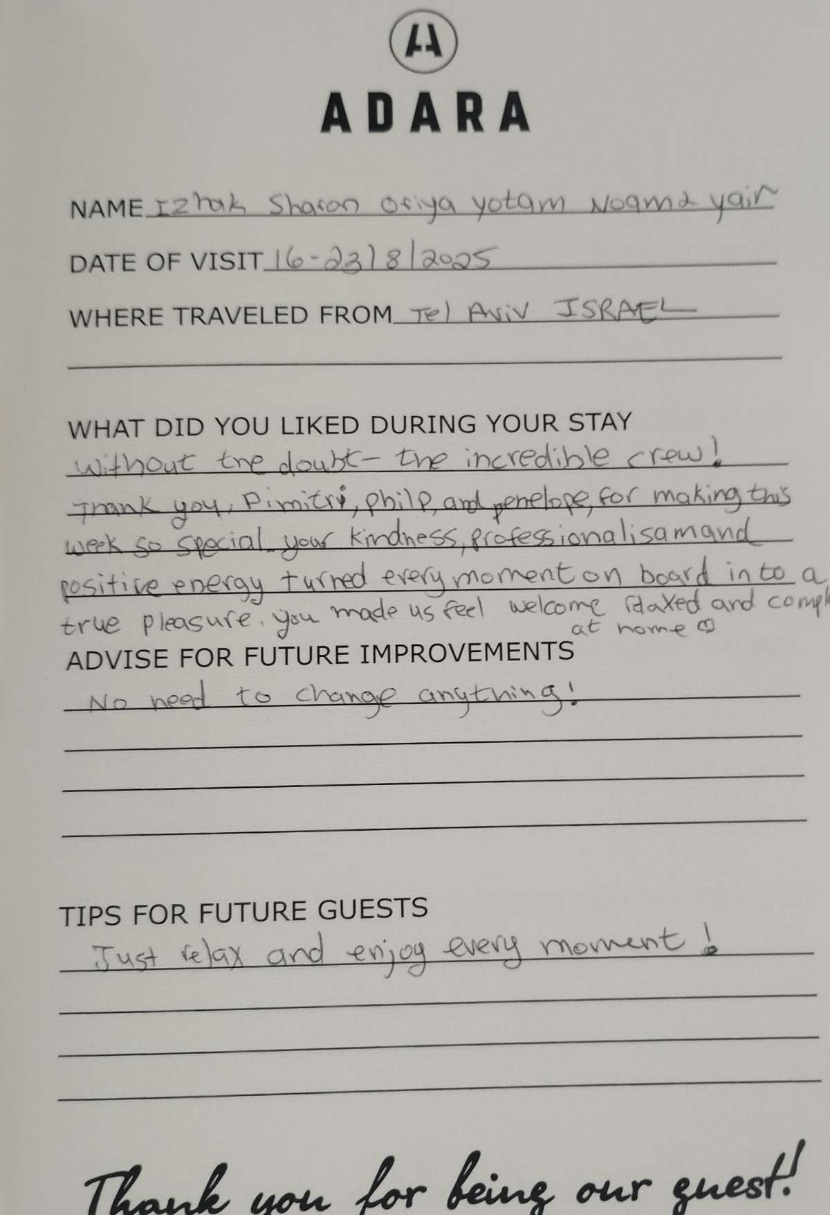 ADARA guest review