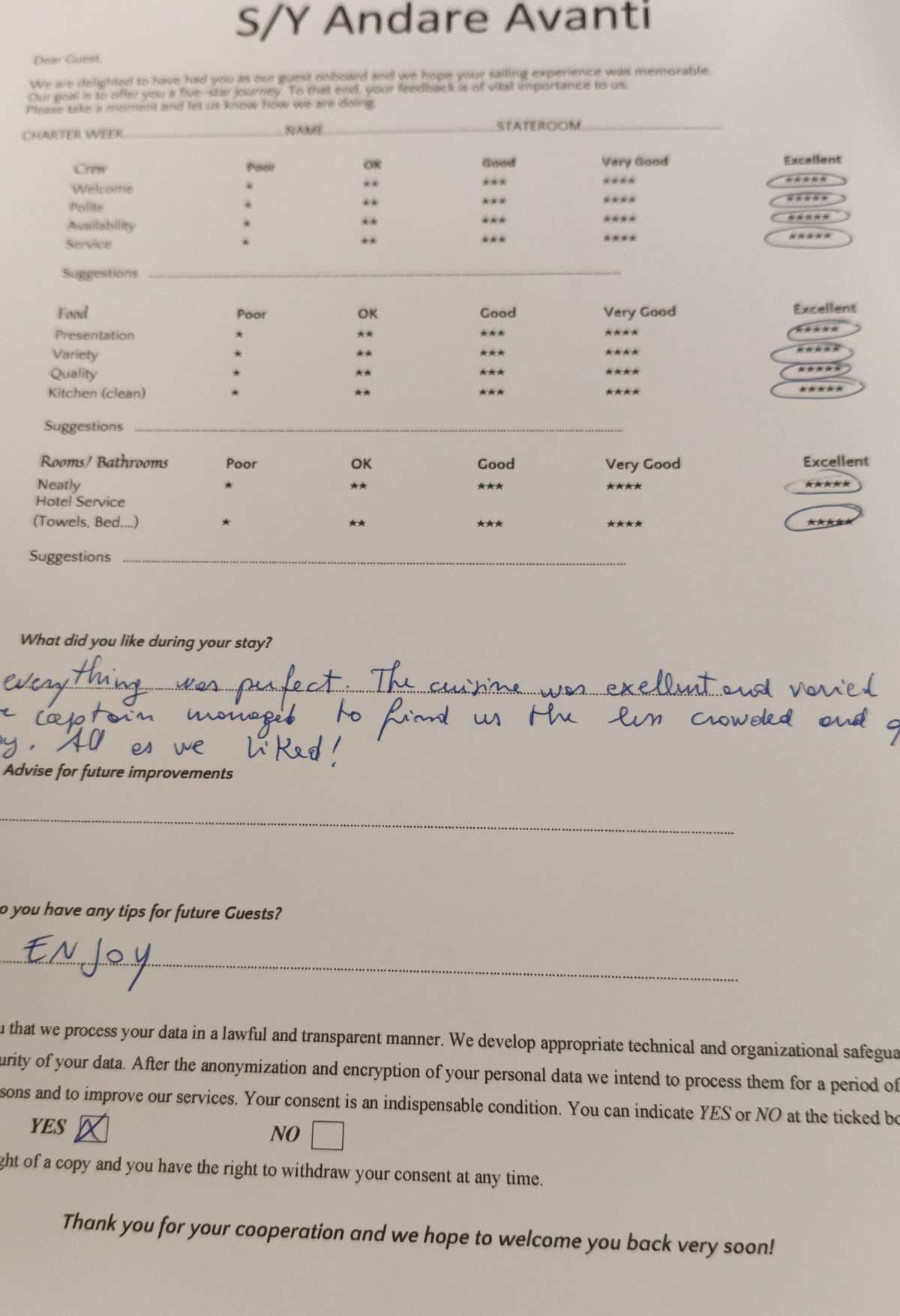 ANDARE AVANTI guest review