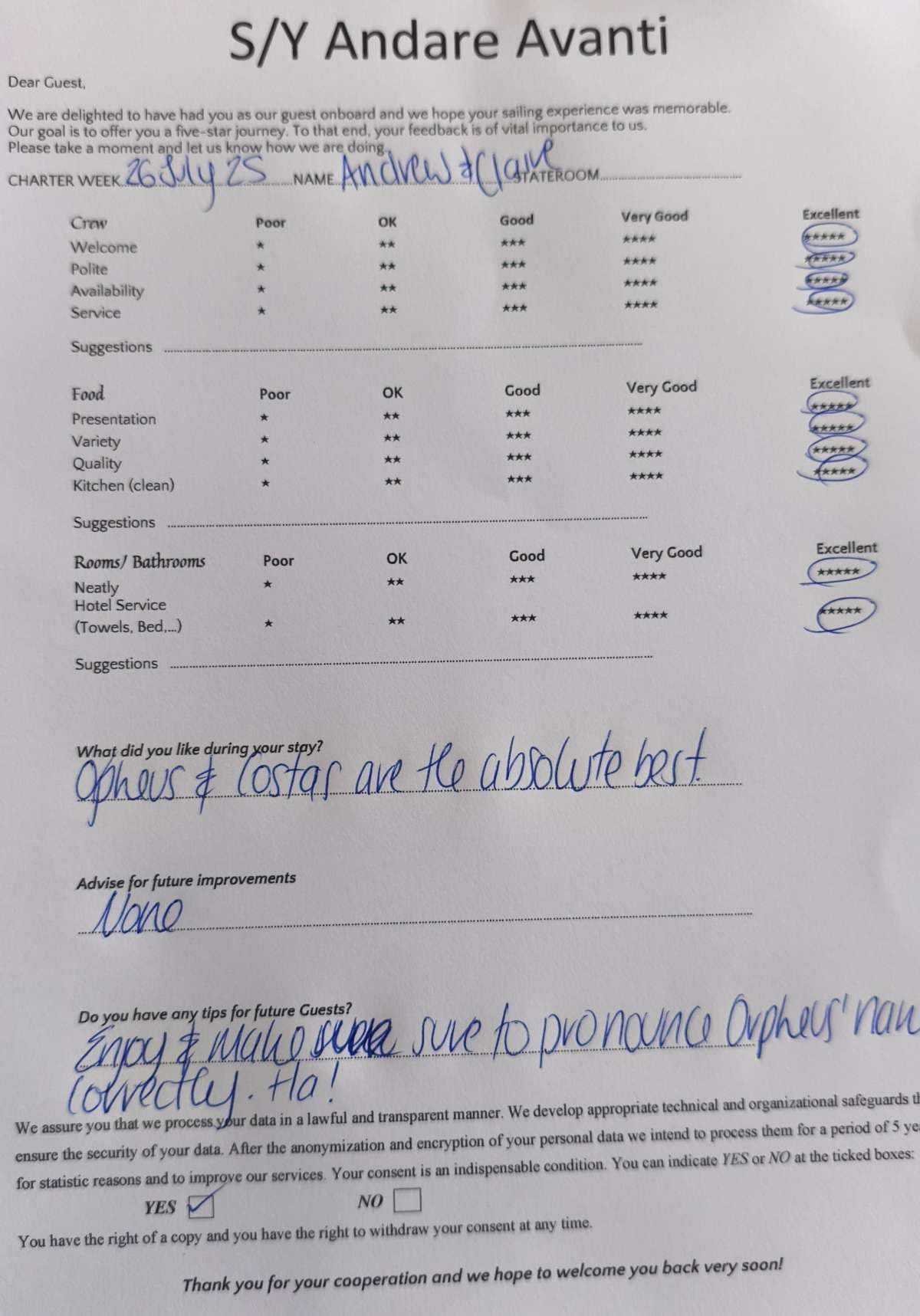 ANDARE AVANTI guest review