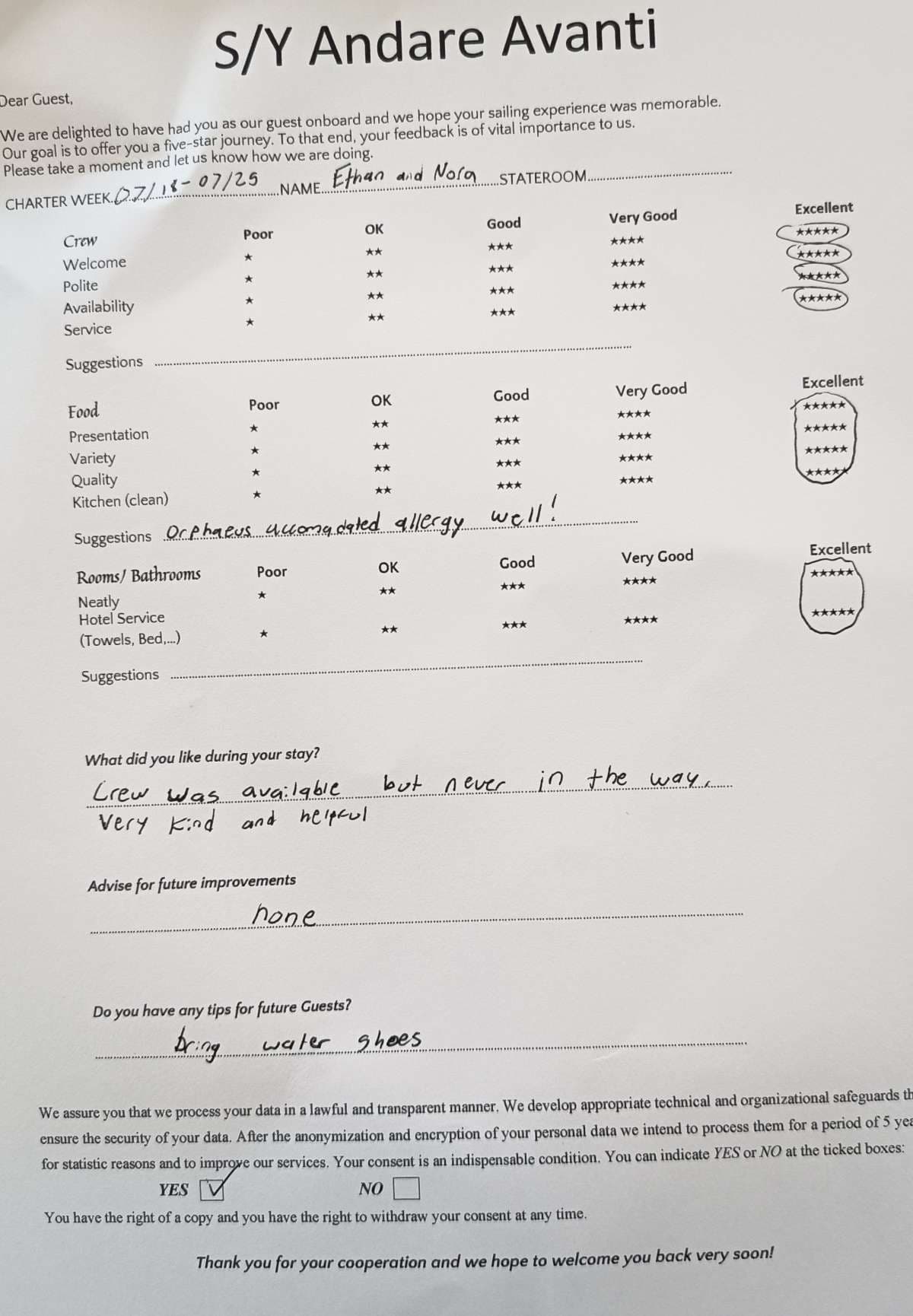 ANDARE AVANTI guest review