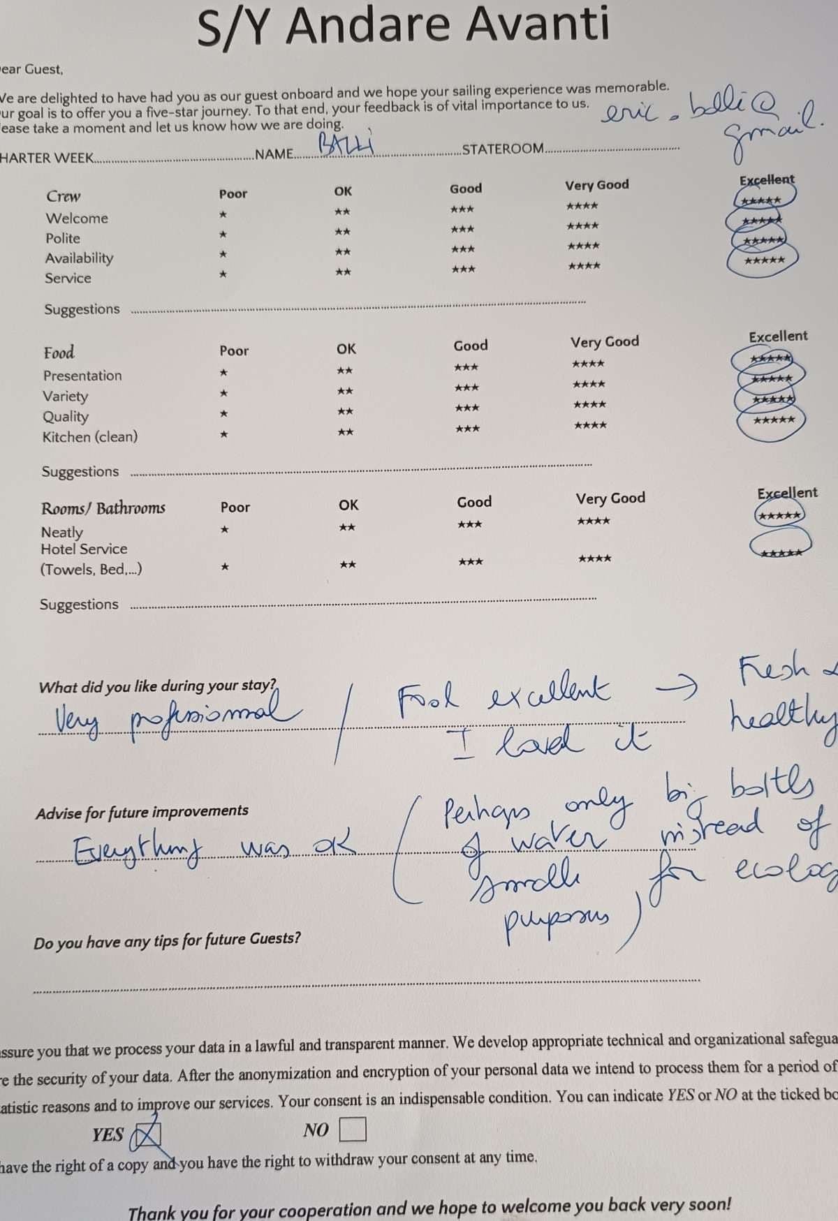 ANDARE AVANTI guest review