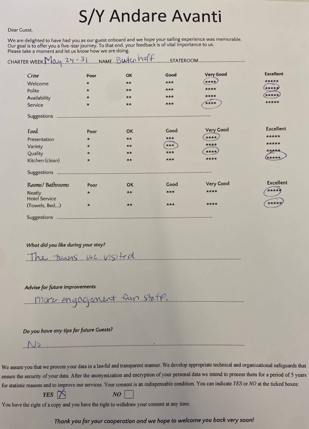ANDARE AVANTI guest review