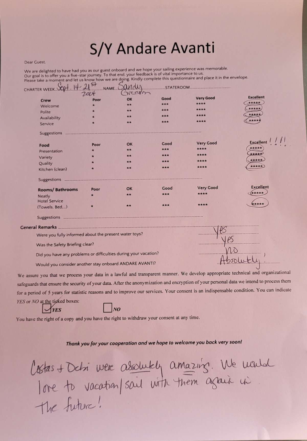 ANDARE AVANTI guest review