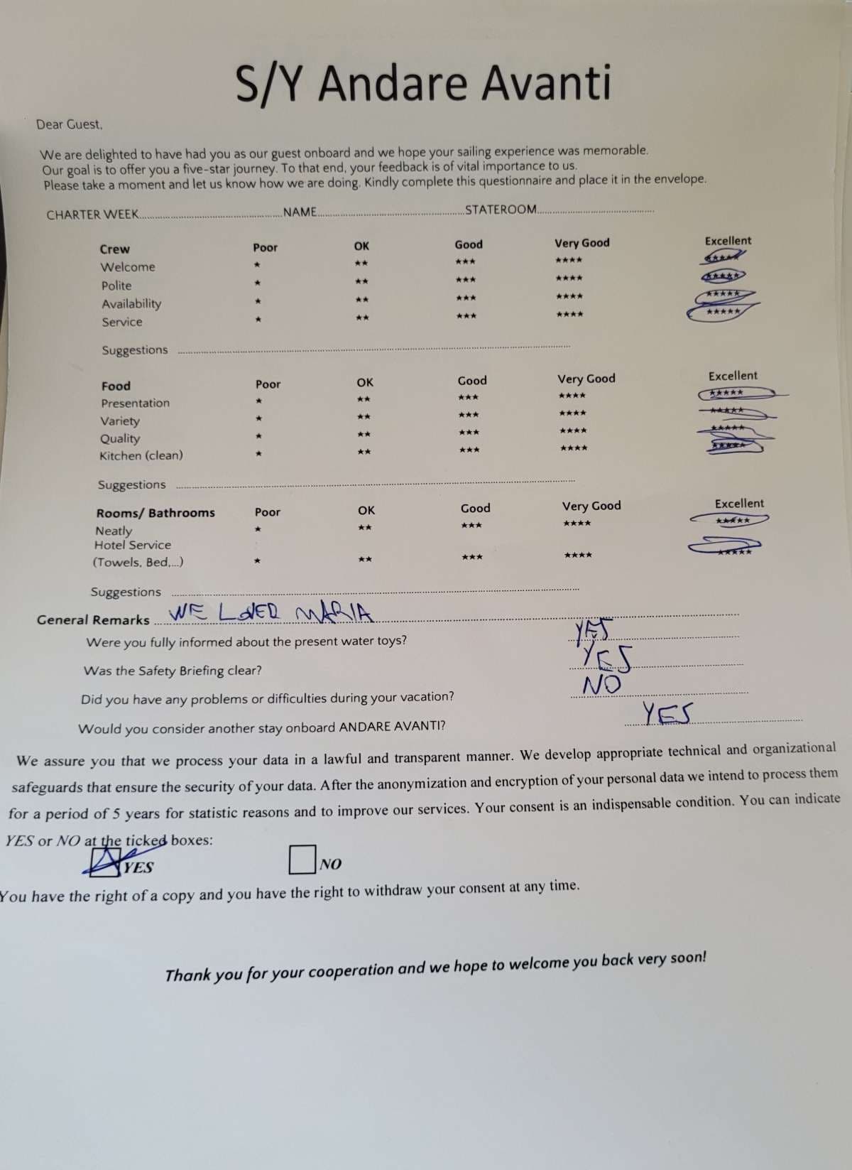 ANDARE AVANTI guest review
