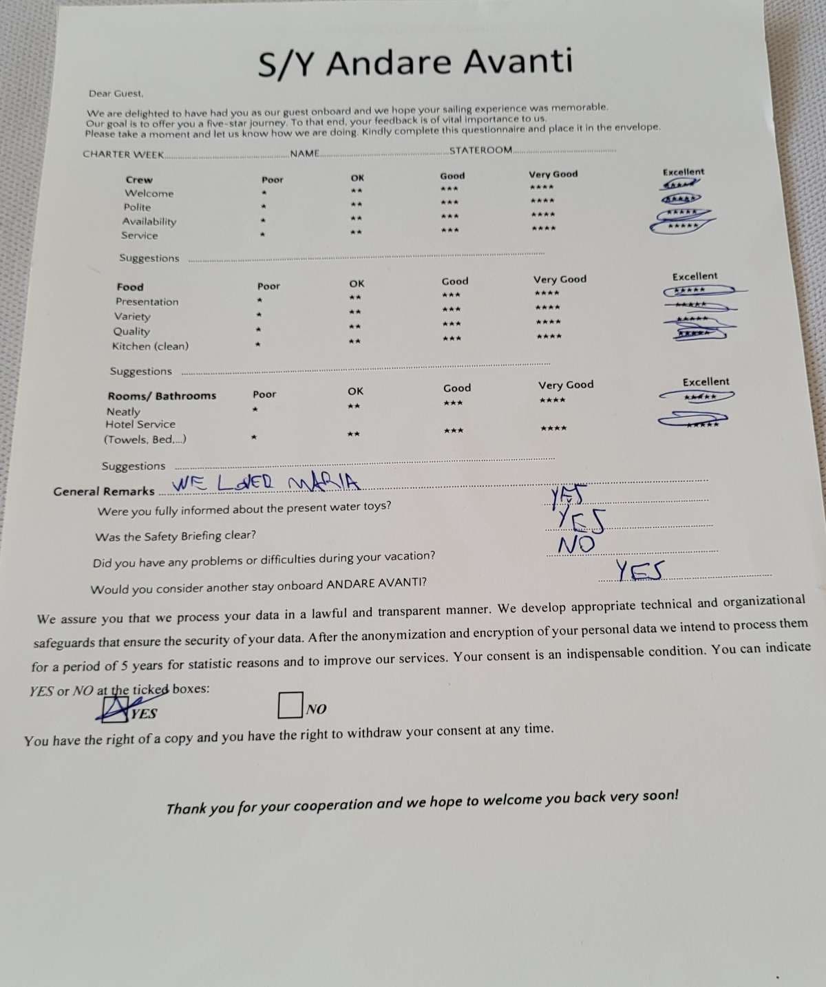 ANDARE AVANTI guest review