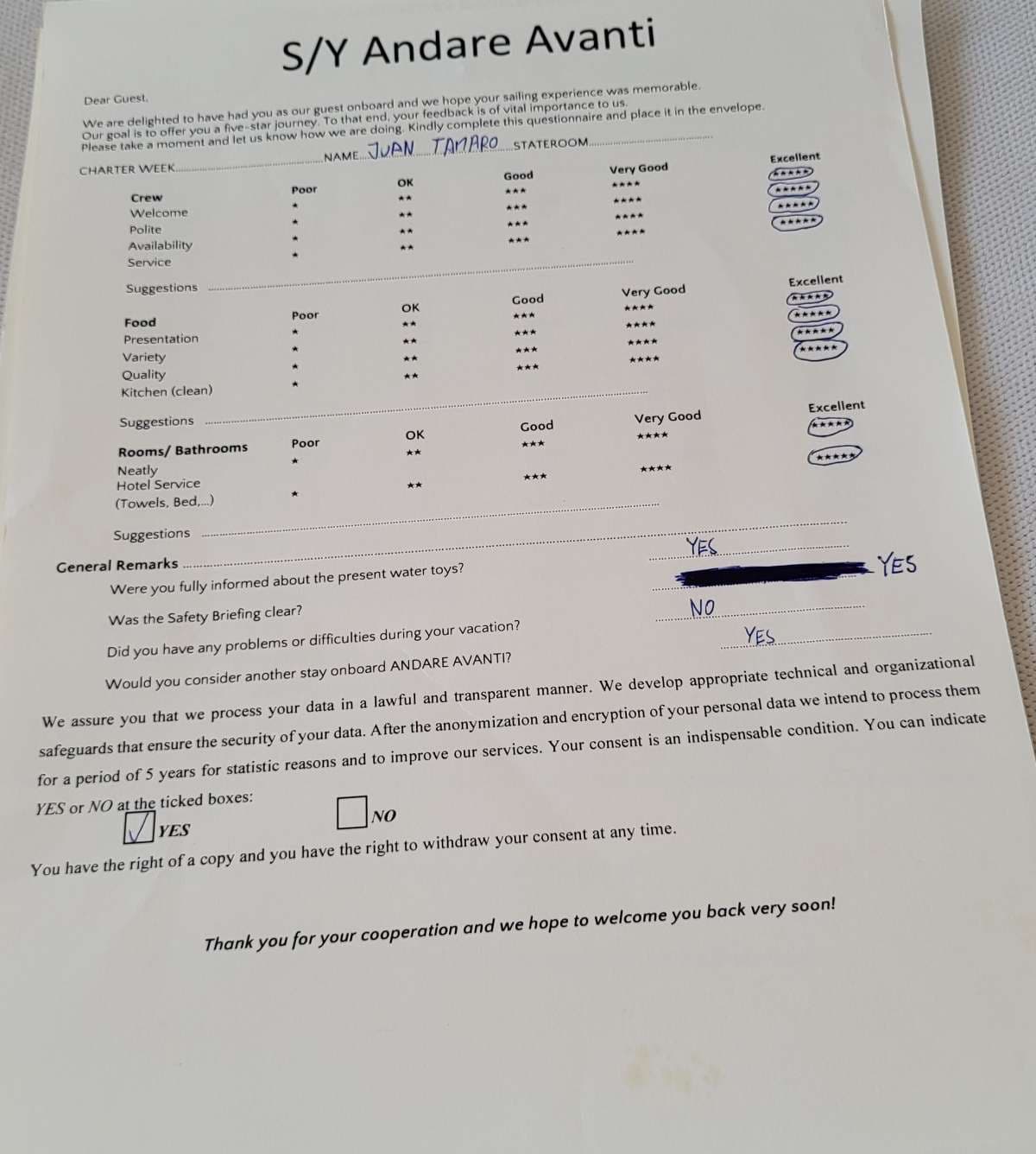 ANDARE AVANTI guest review