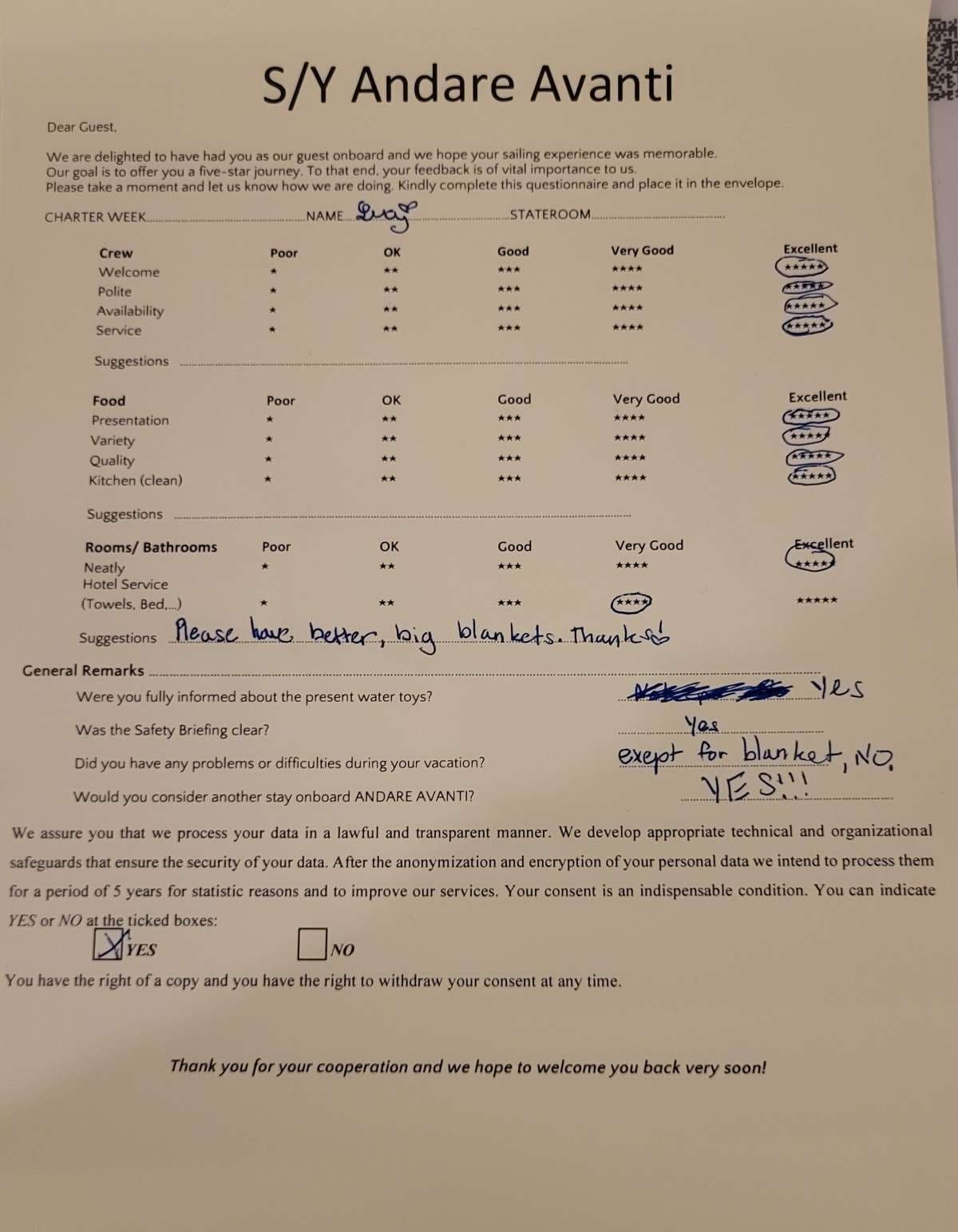 ANDARE AVANTI guest review