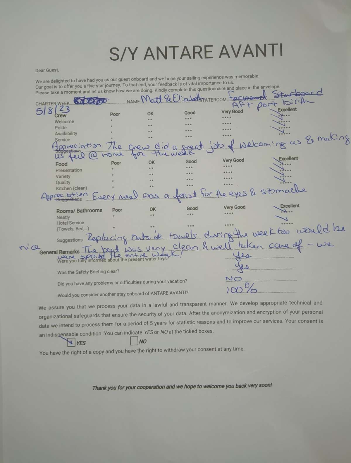 ANDARE AVANTI guest review