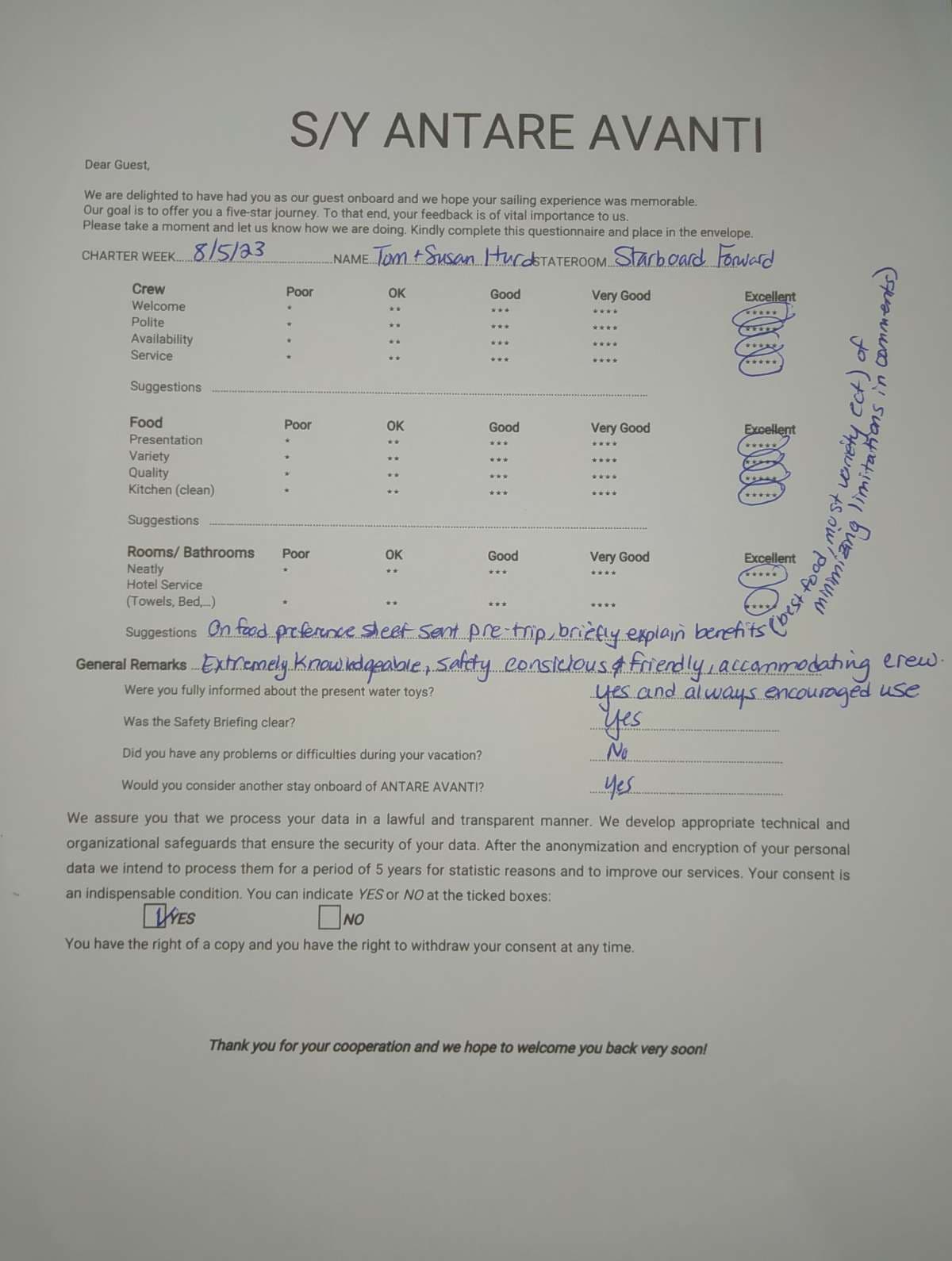 ANDARE AVANTI guest review