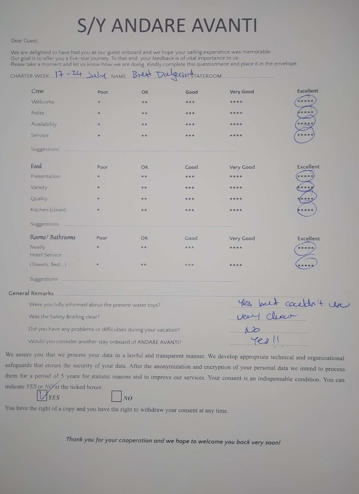 ANDARE AVANTI guest review
