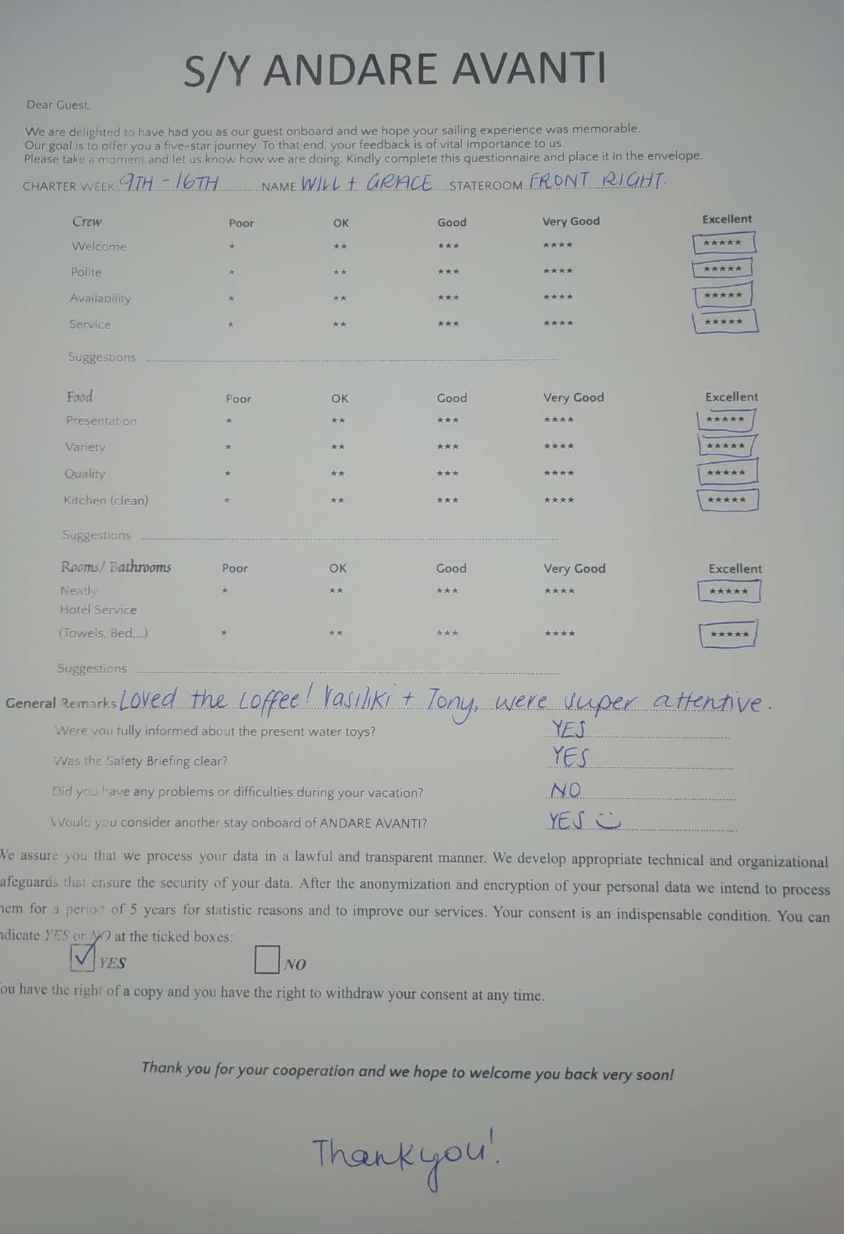 ANDARE AVANTI guest review