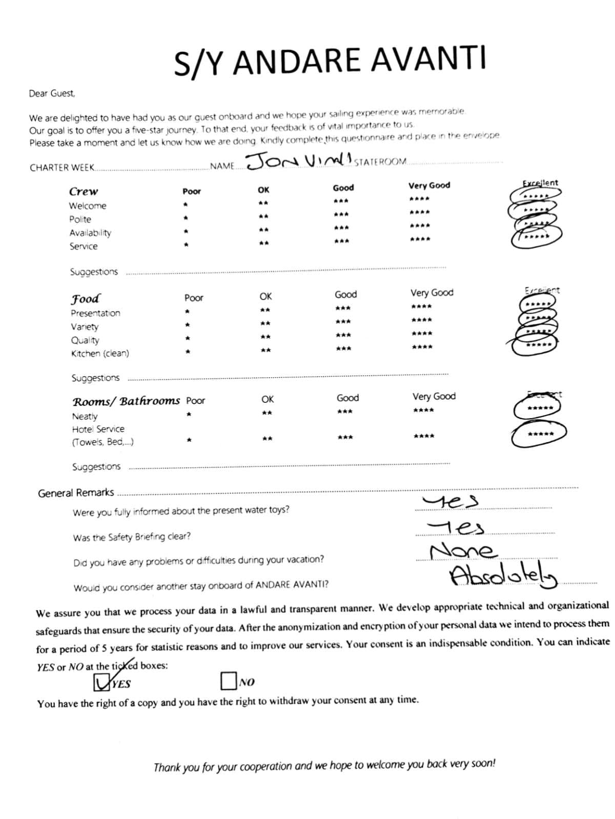 ANDARE AVANTI guest review