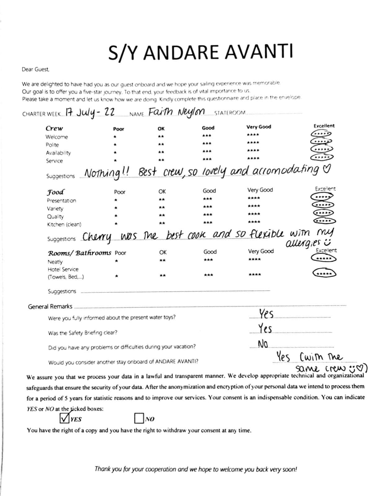 ANDARE AVANTI guest review