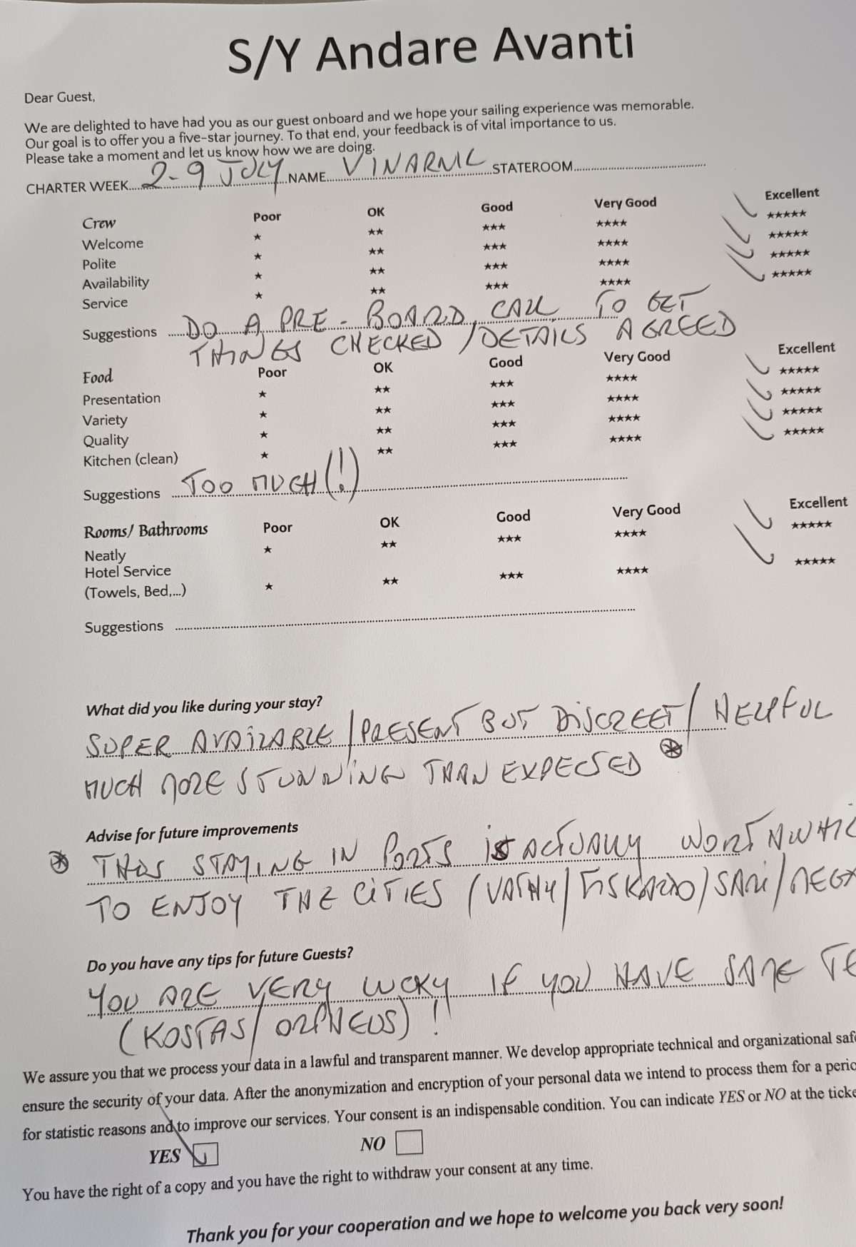 ANDARE AVANTI guest review