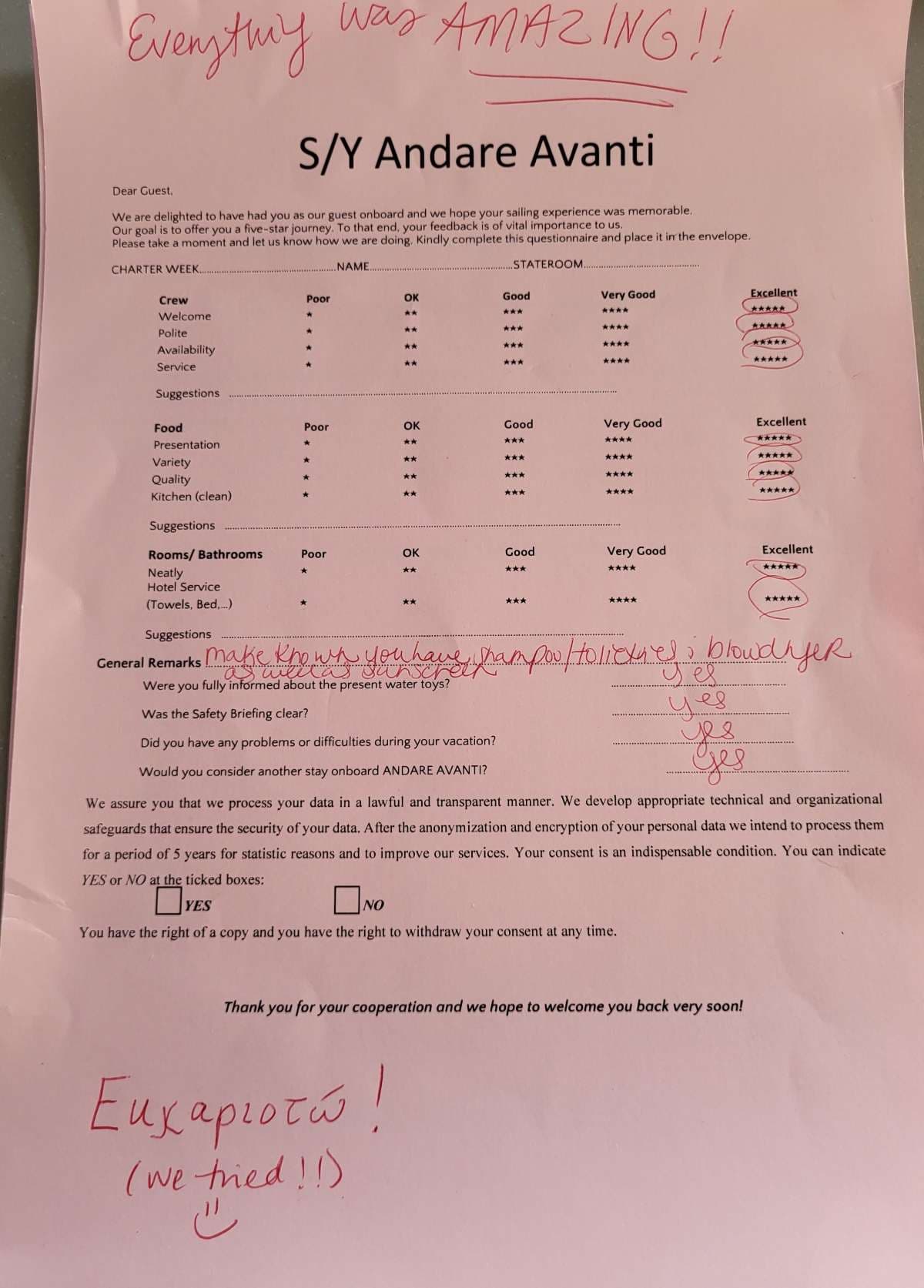 ANDARE AVANTI guest review
