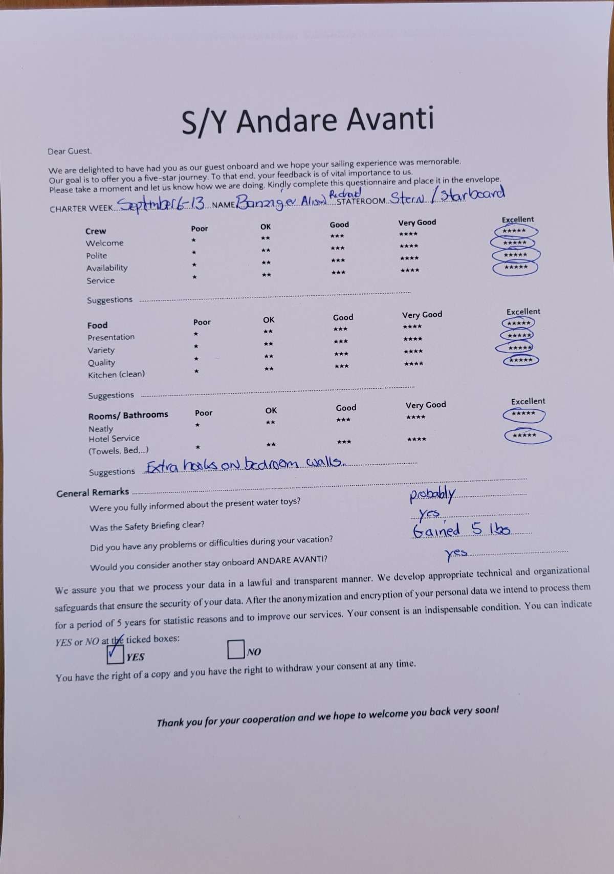 ANDARE AVANTI guest review
