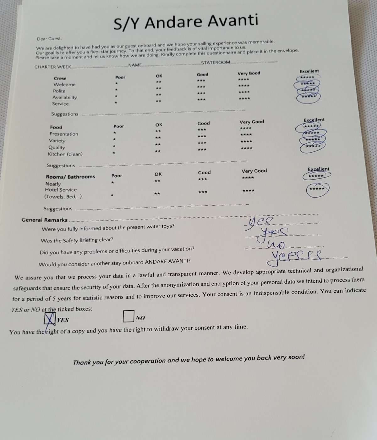 ANDARE AVANTI guest review