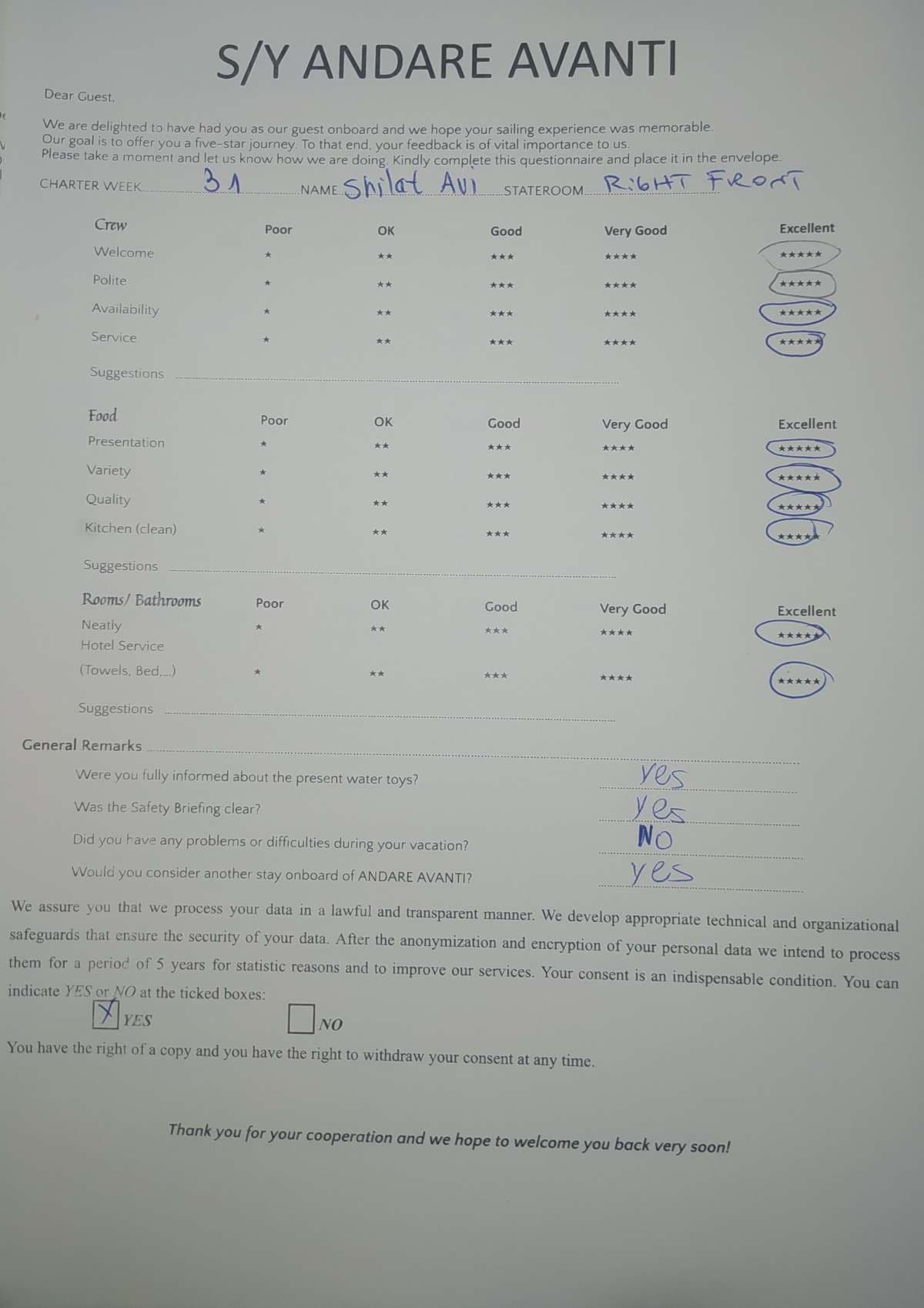 ANDARE AVANTI guest review