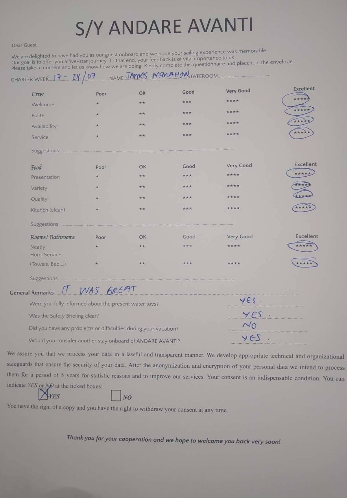 ANDARE AVANTI guest review