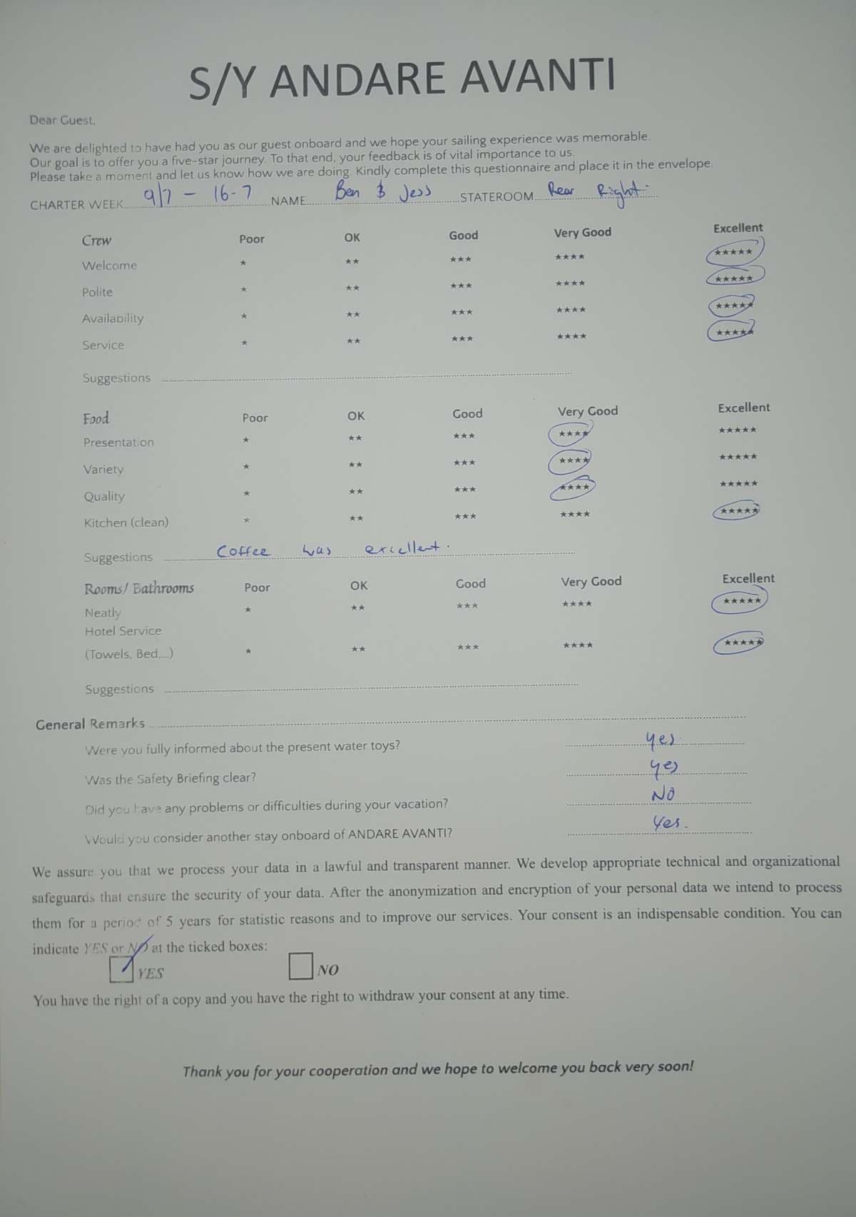 ANDARE AVANTI guest review