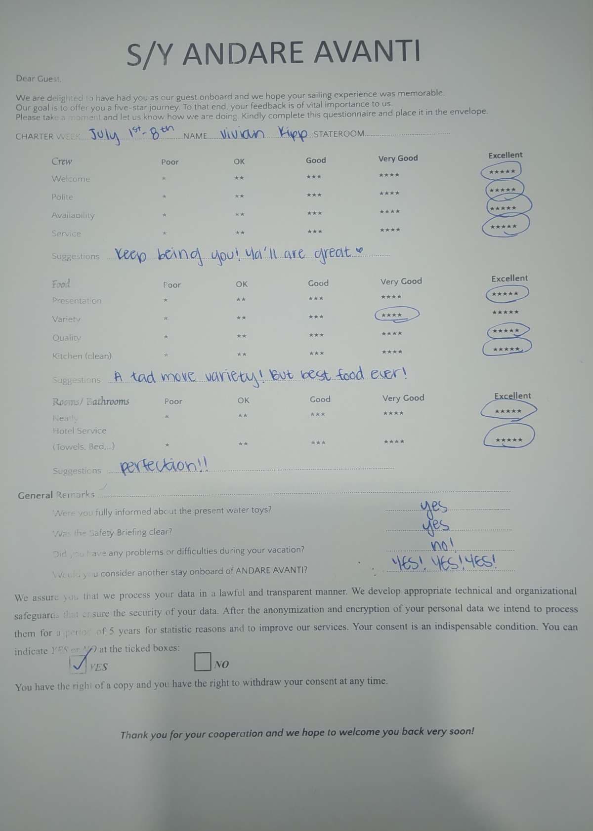 ANDARE AVANTI guest review