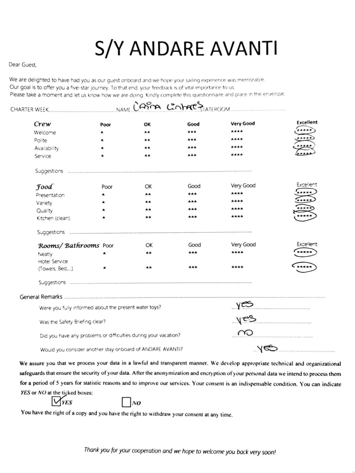 ANDARE AVANTI guest review