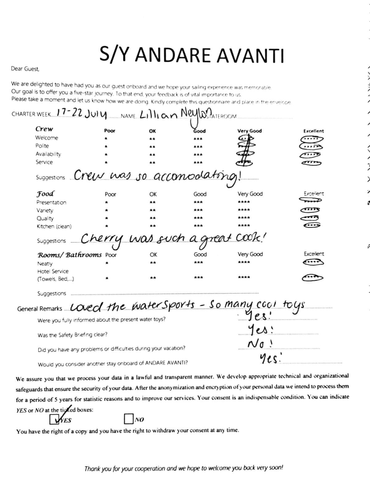 ANDARE AVANTI guest review