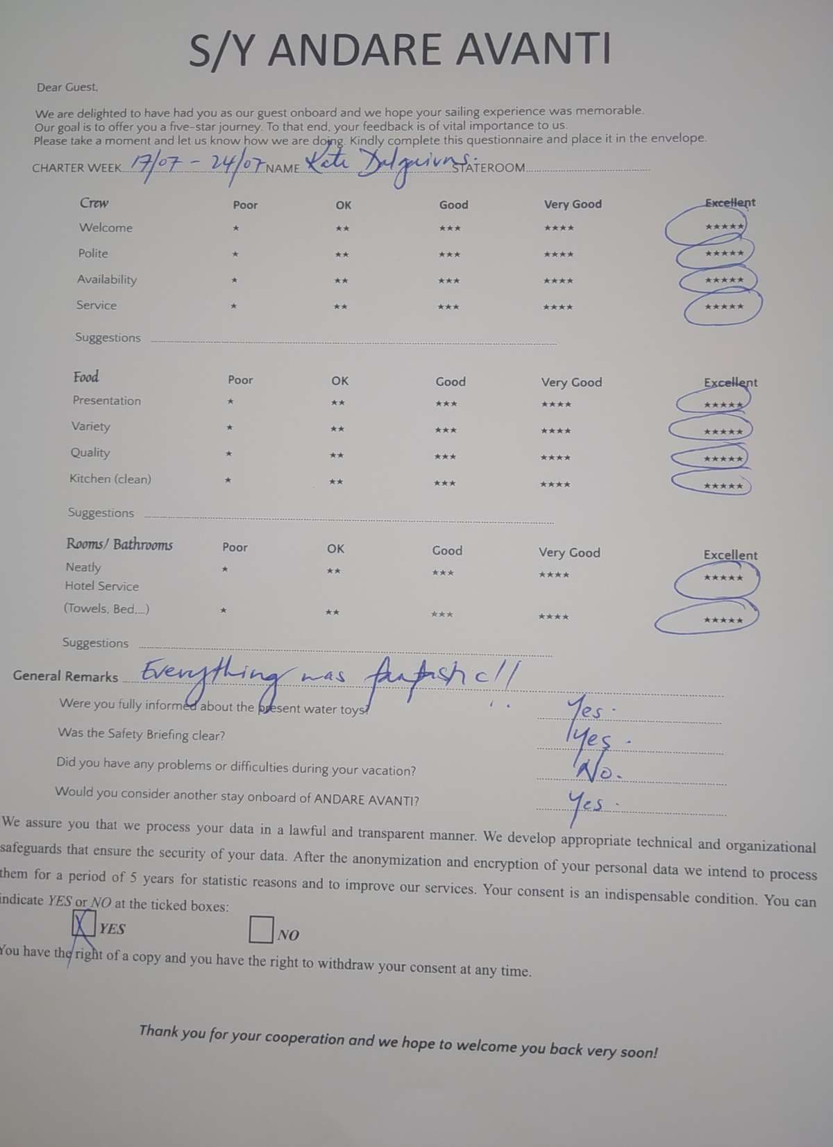 ANDARE AVANTI guest review