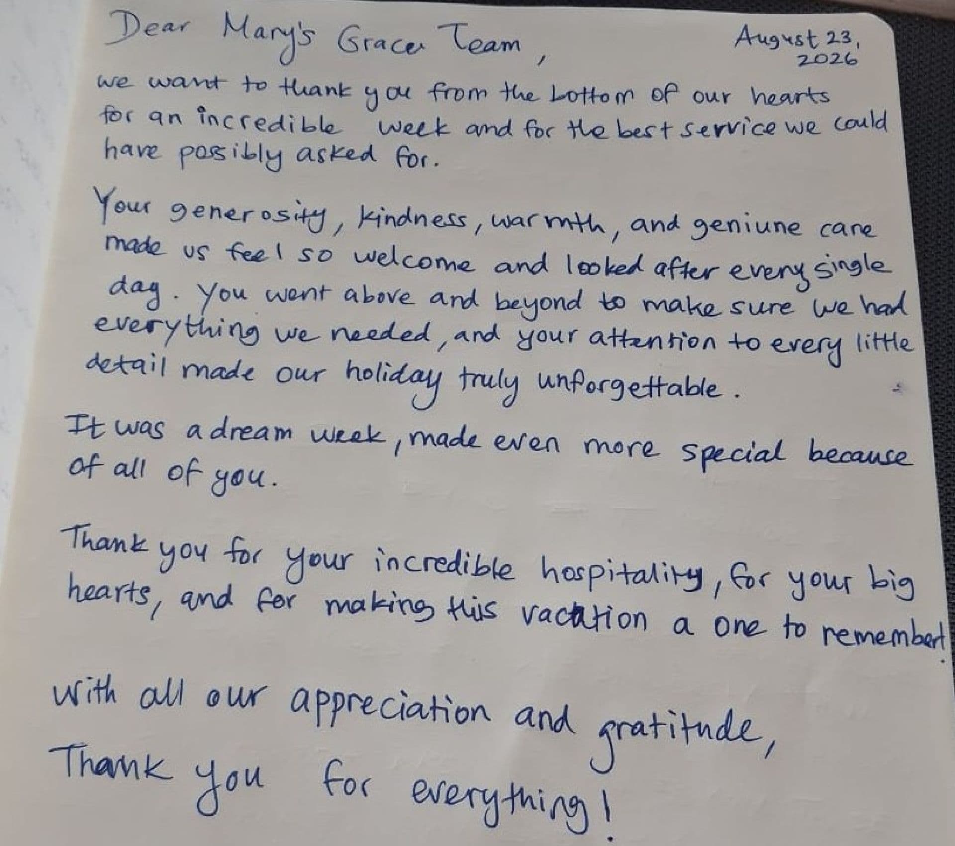 Mary's Grace guest review
