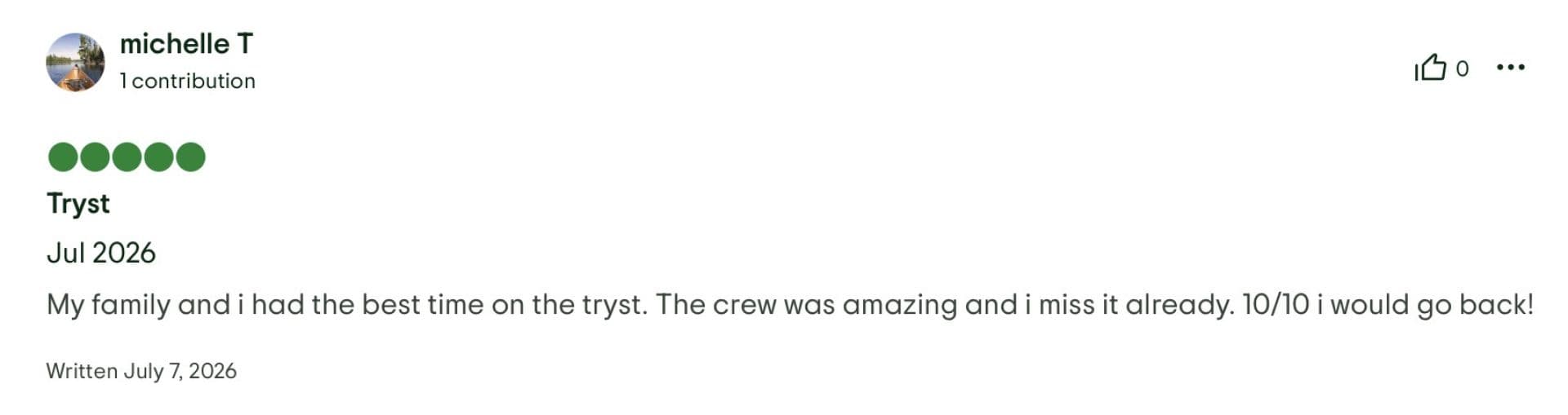Tryst guest review