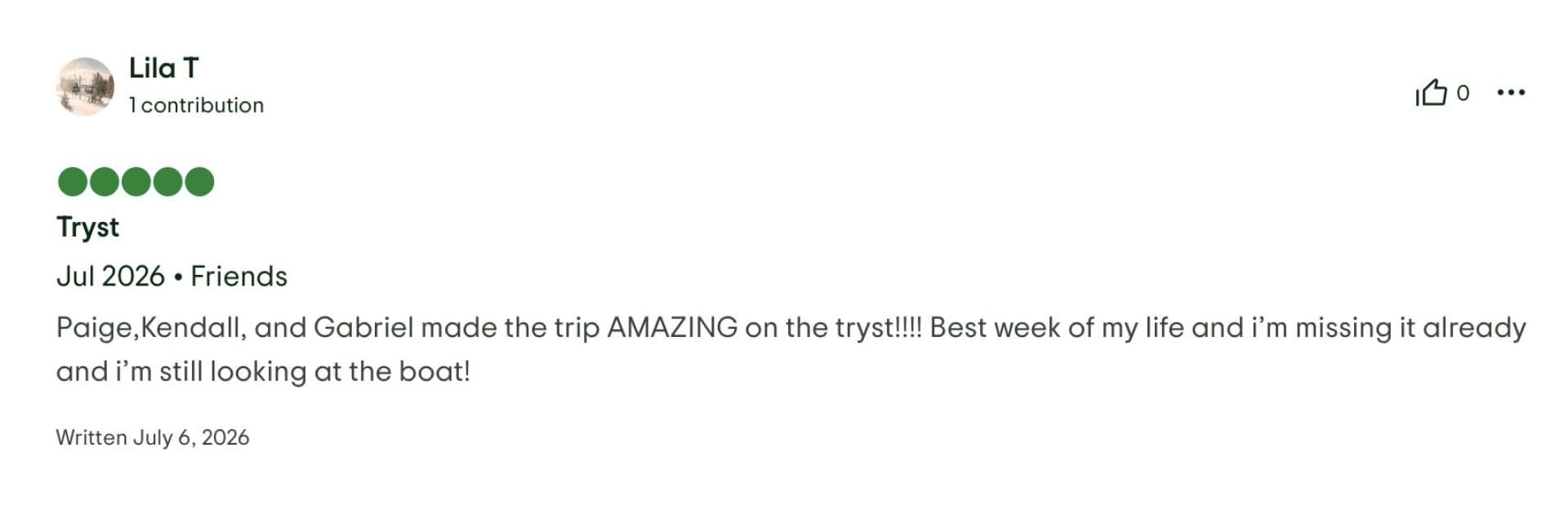 Tryst guest review