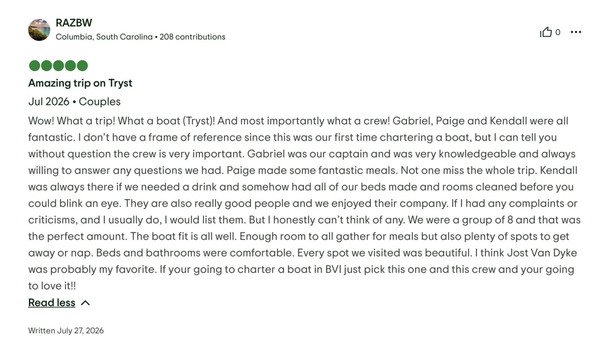Tryst guest review