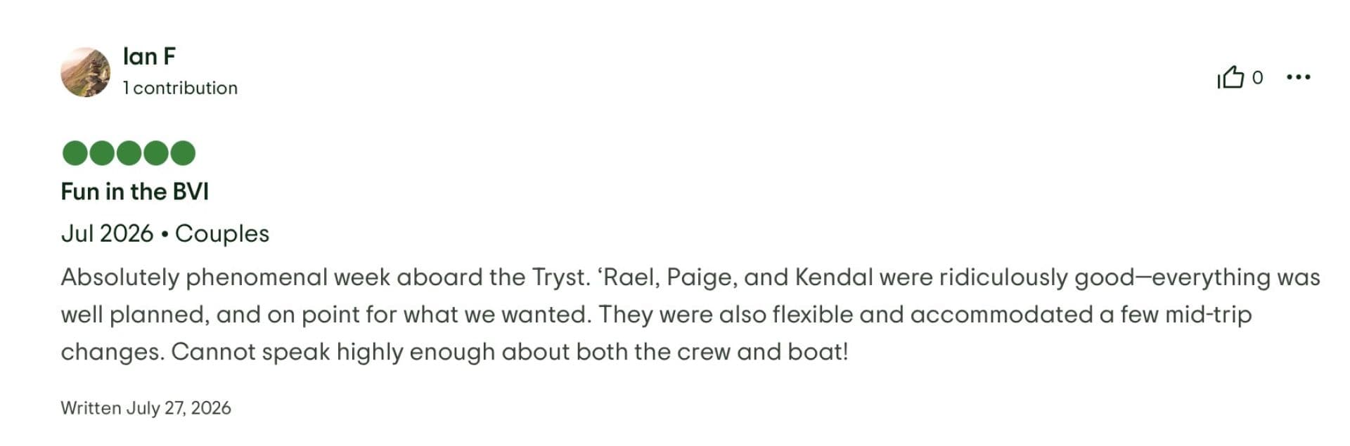 Tryst guest review