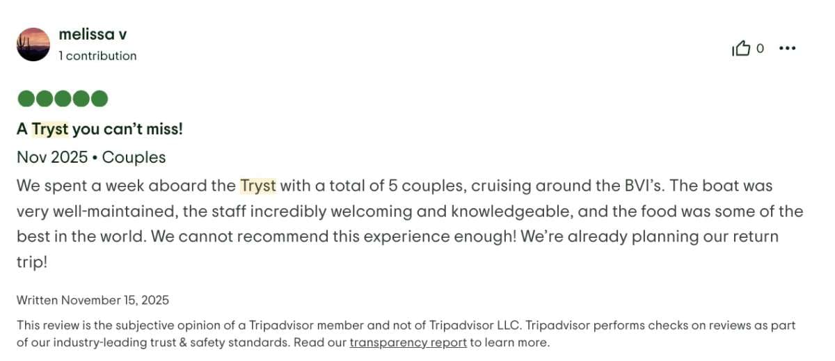 Tryst guest review
