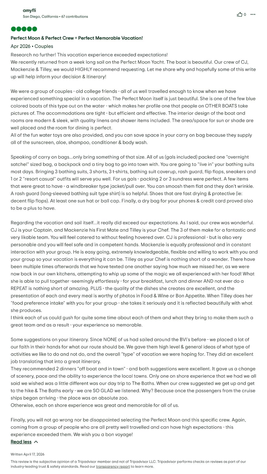 Perfect Moon guest review