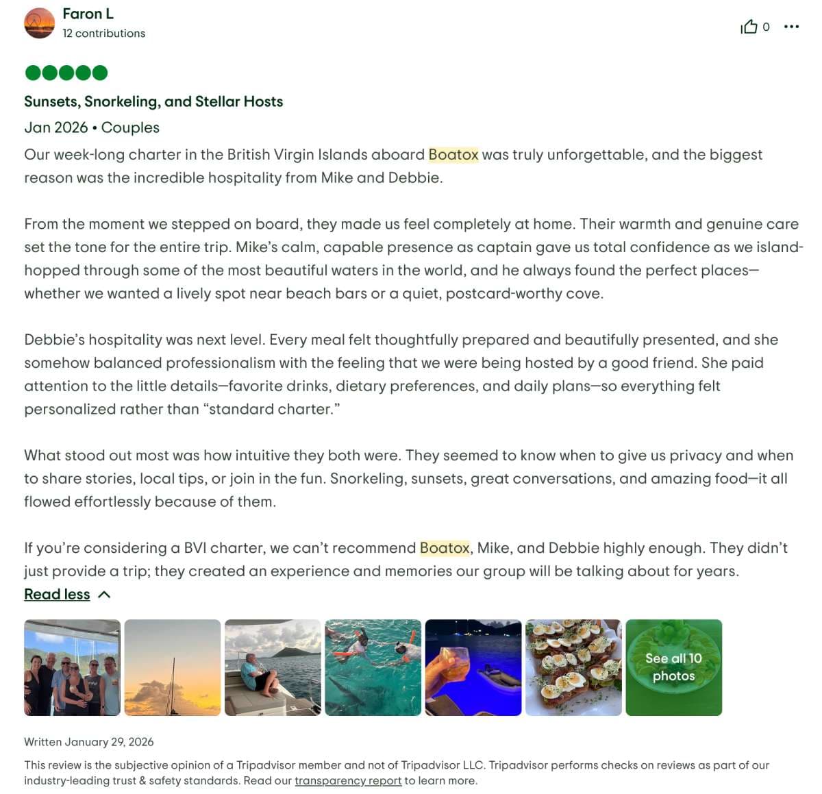Boatox guest review